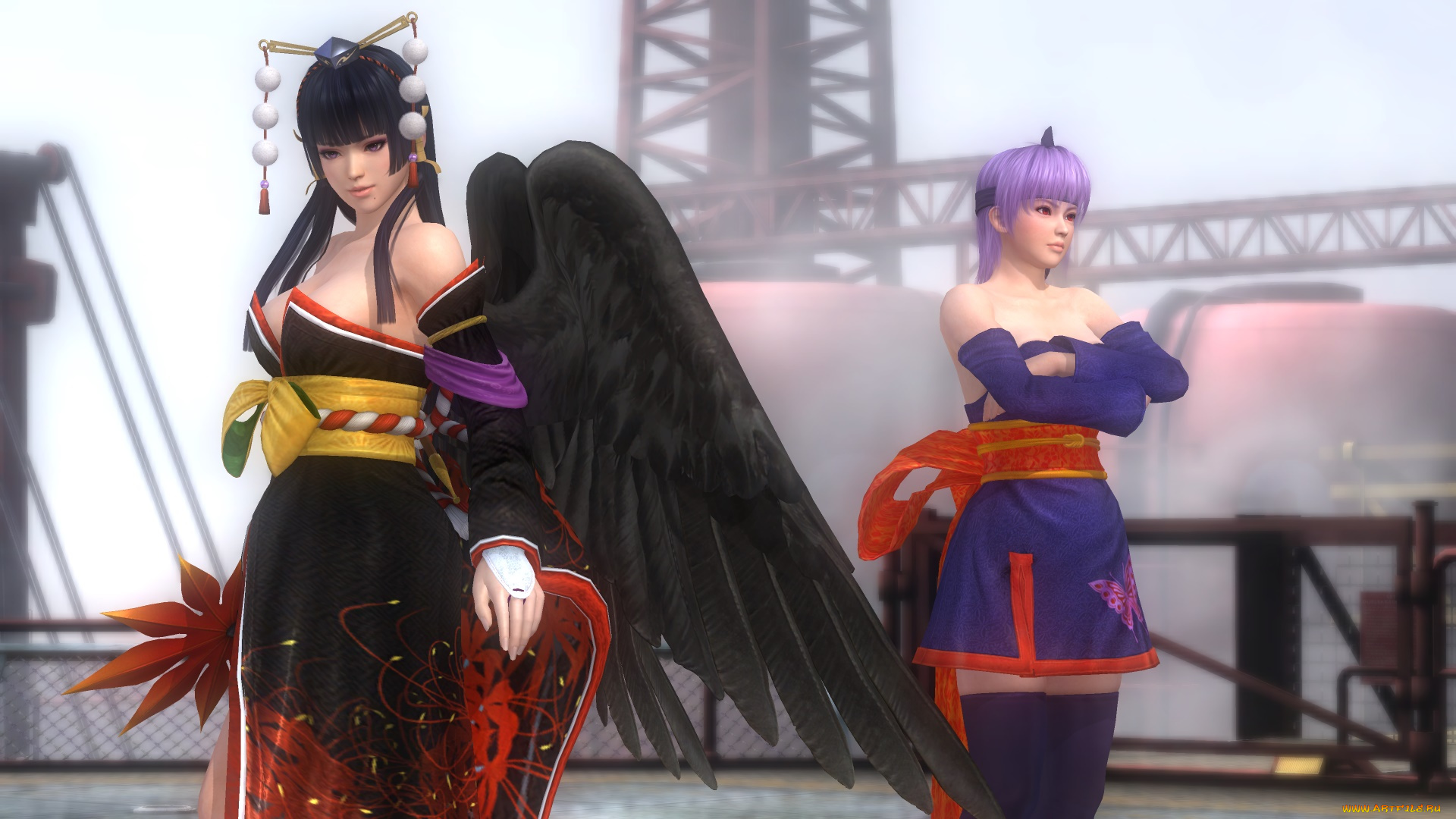 3д, графика, аниме, , anime, девушки, взгляд, фон, демон