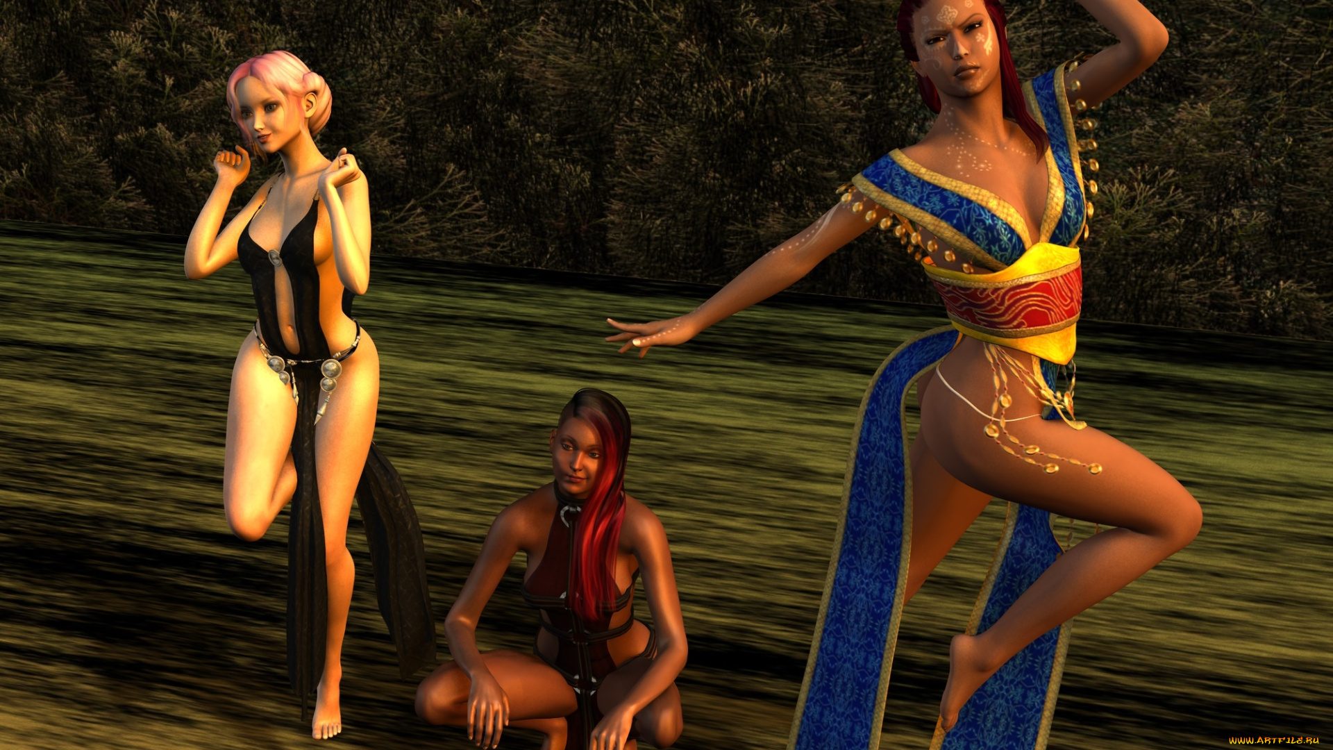 3д, графика, люди, , people, девушки, взгляд, фон