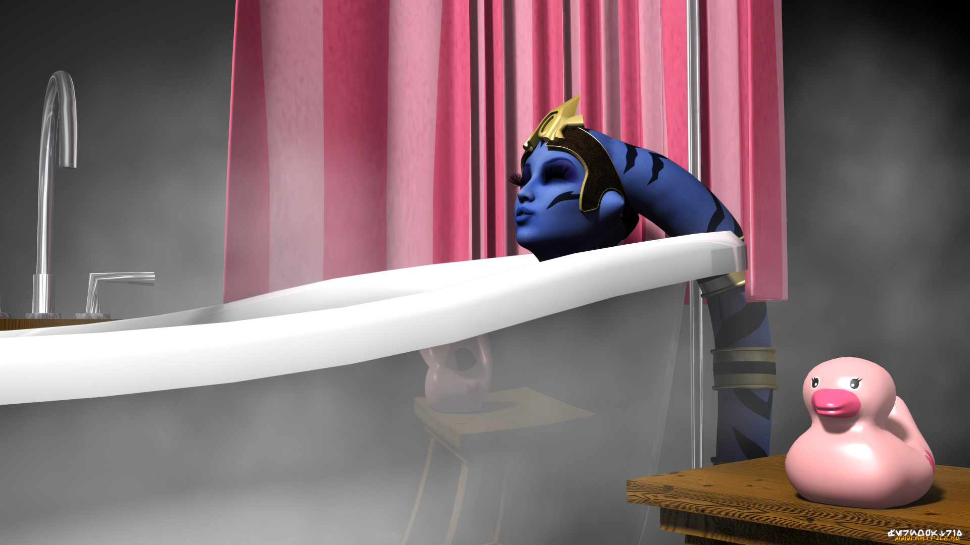 3д, графика, существа, , creatures, взгляд, ванная, фон, халк