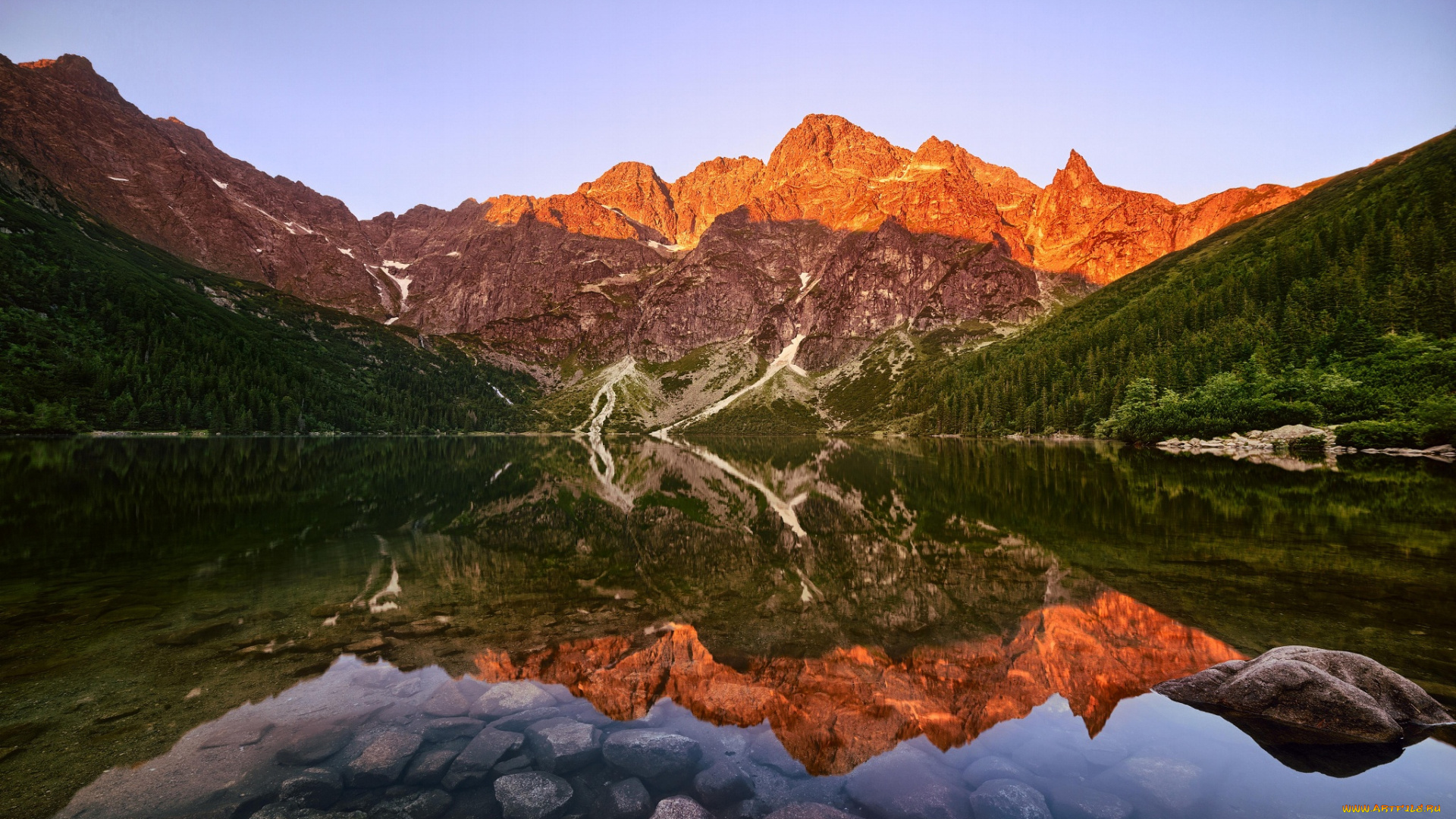 природа, реки, озера, карпаты, горы, татры, озеро, морске, око, утро