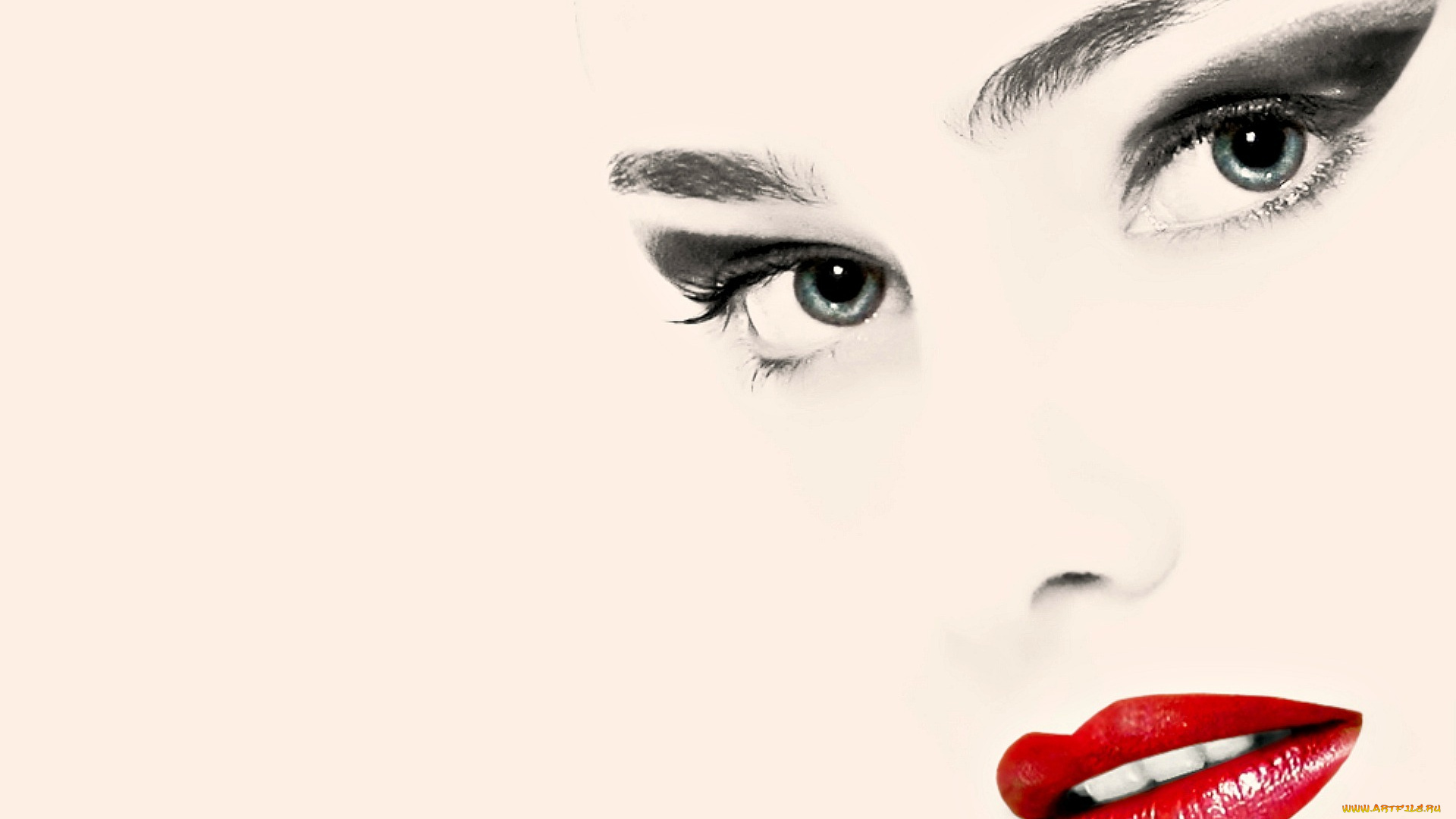 рисованное, минимализм, лицо, девушка, взгляд, губы, помада