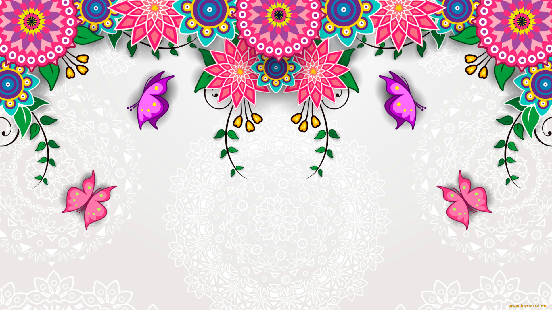 векторная, графика, цветы, , flowers, цветы, узор, яркий, цвет