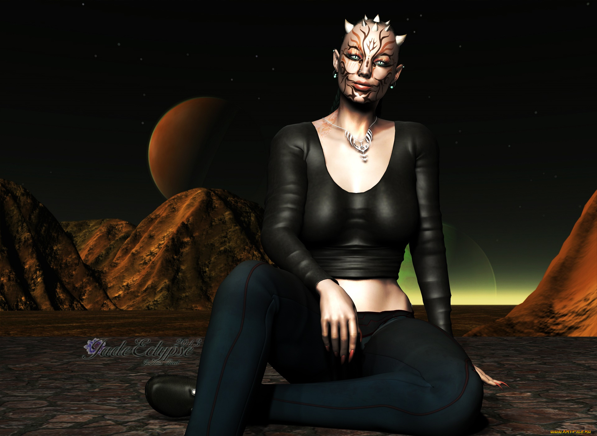 3д, графика, существа, , creatures, планета, горы, взгляд, фон, костаники