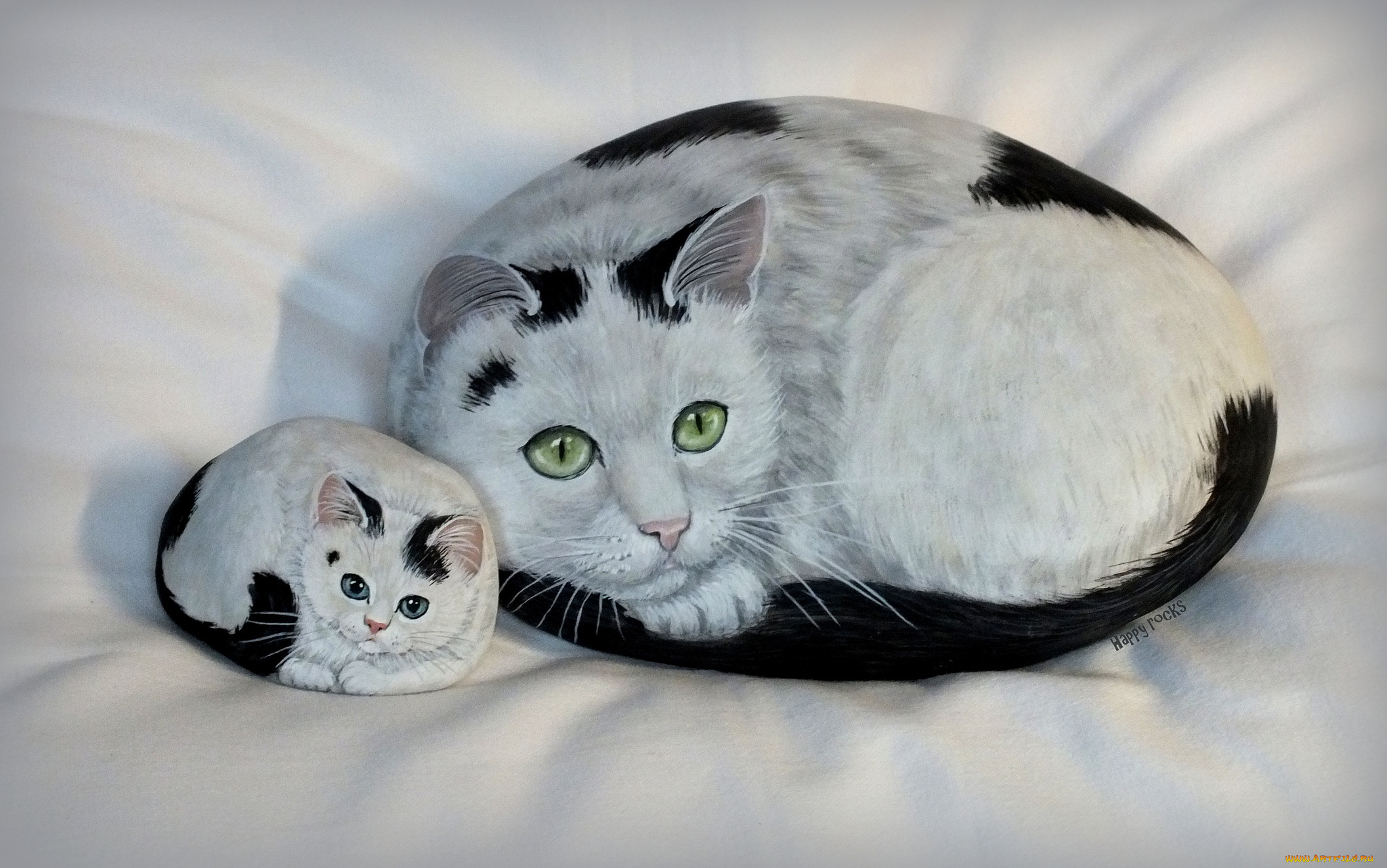 разное, ремесла, , поделки, , рукоделие, камни, коты, нарисованные, рисунки