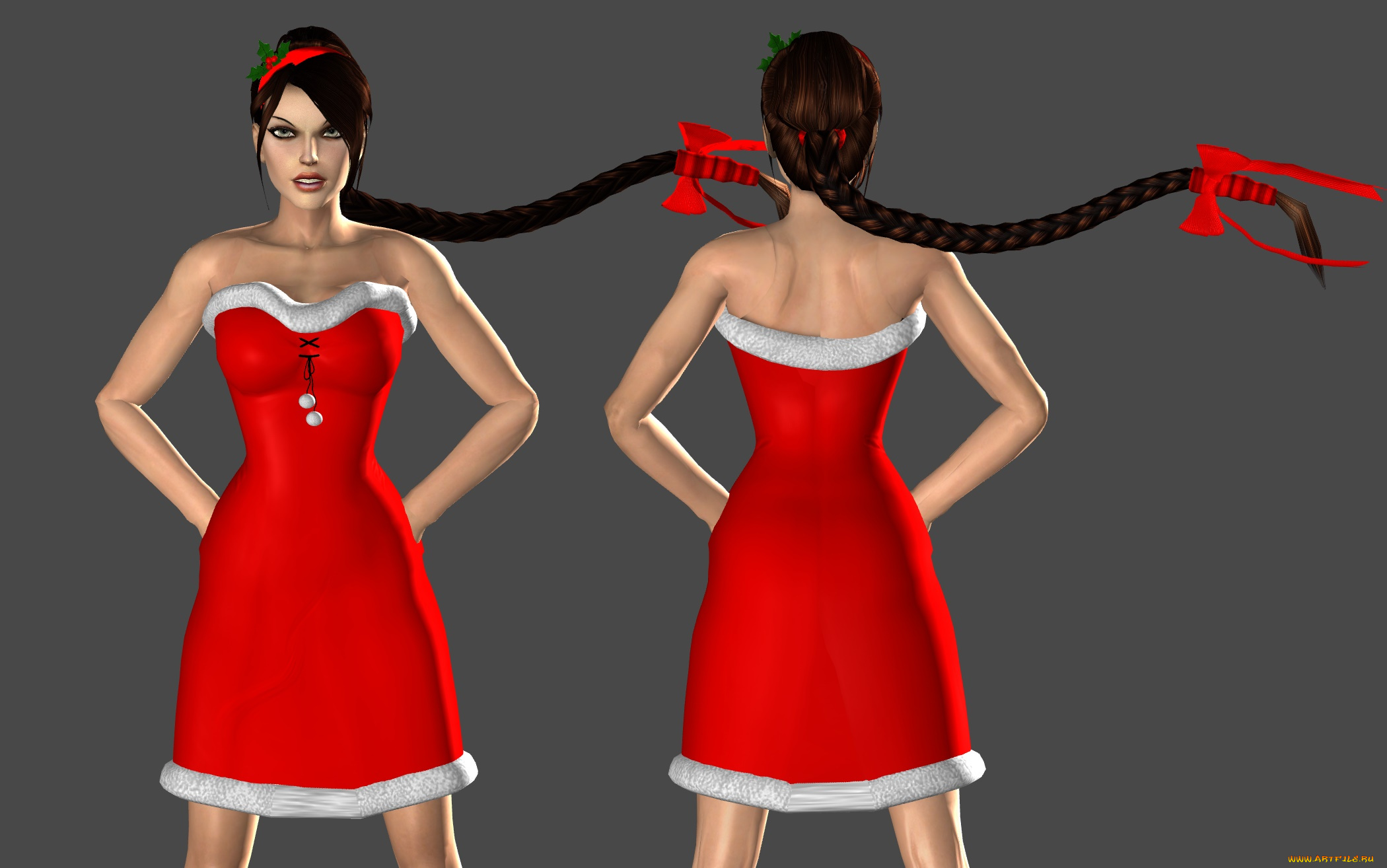 3д, графика, люди, , people, бантик, коса, фон, взгляд, девушка