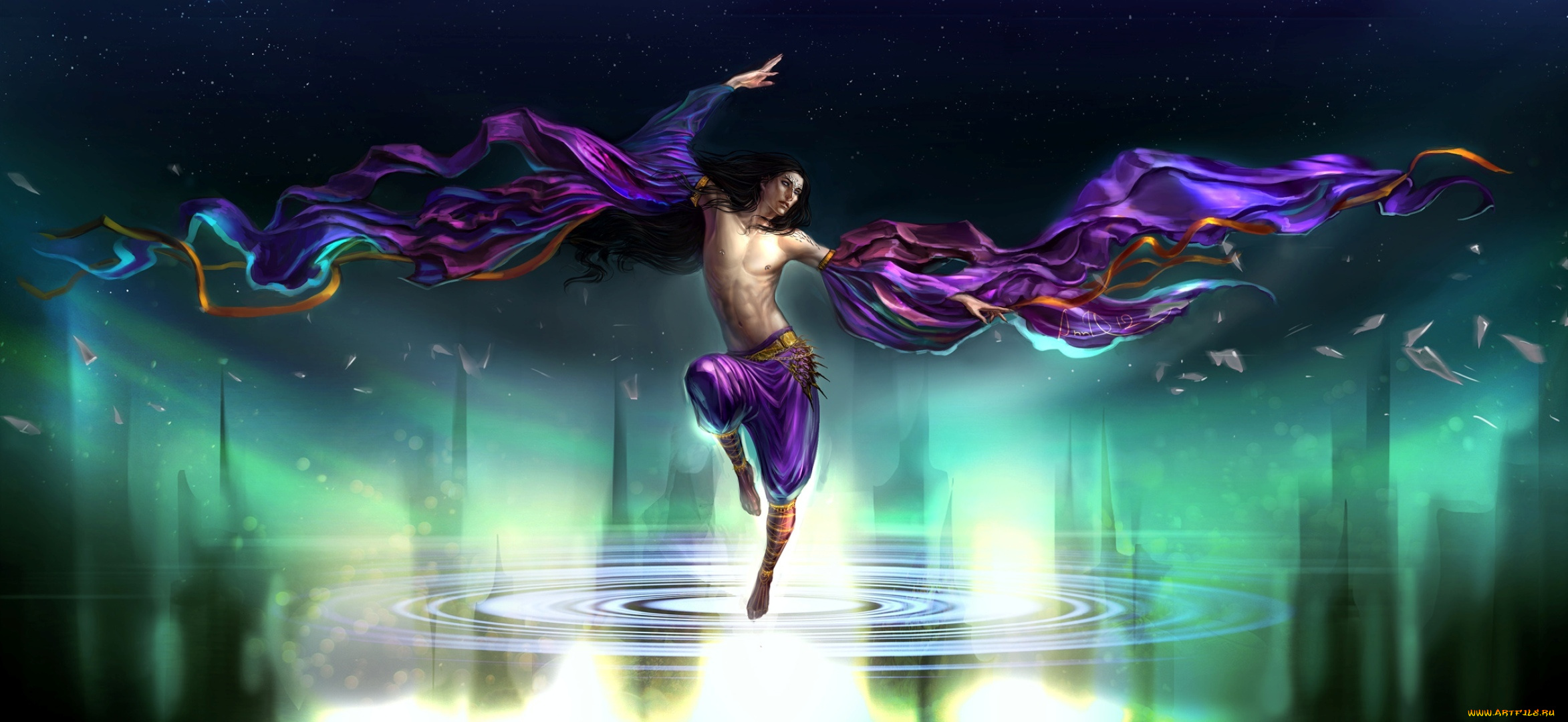 фэнтези, люди, парень, танец, длинные, волосы, anndr, арт, живопись, красота