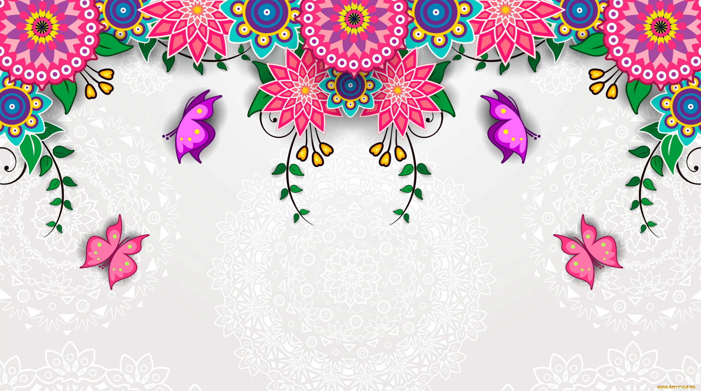 векторная, графика, цветы, , flowers, цветы, узор, яркий, цвет