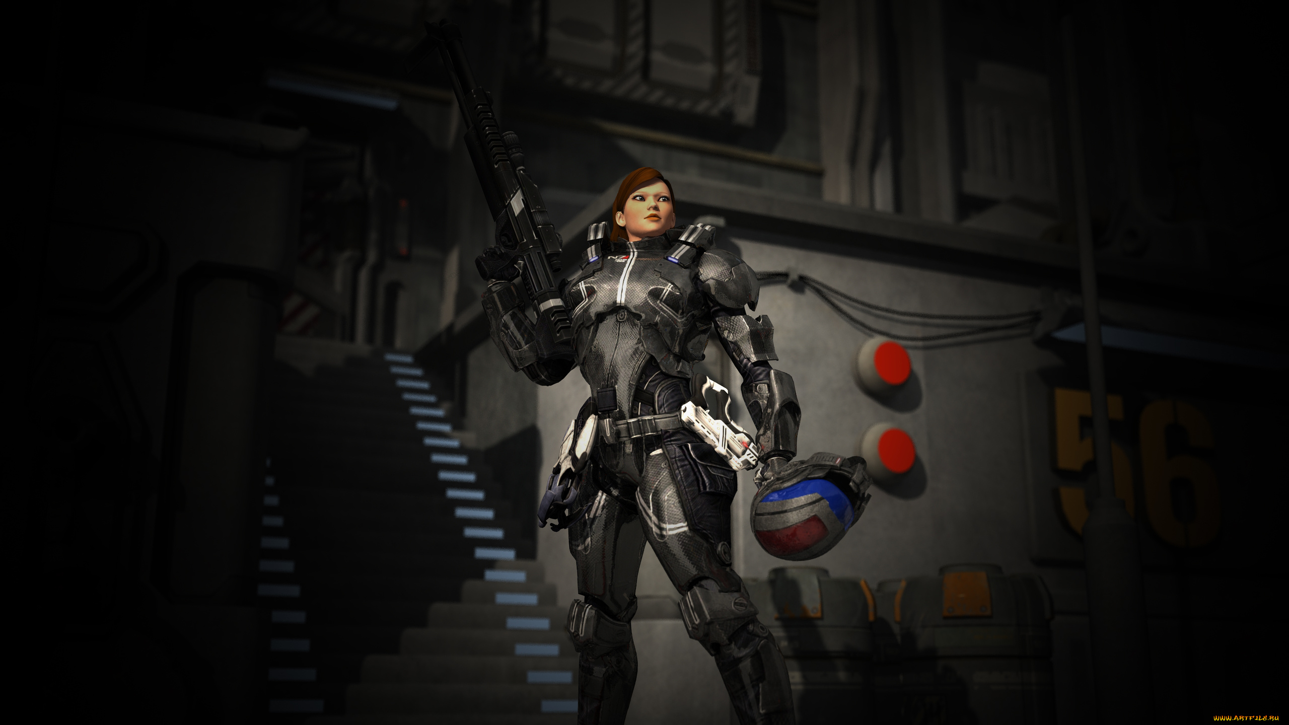 3д, графика, фантазия, , fantasy, фон, оружие, взгляд, девушка