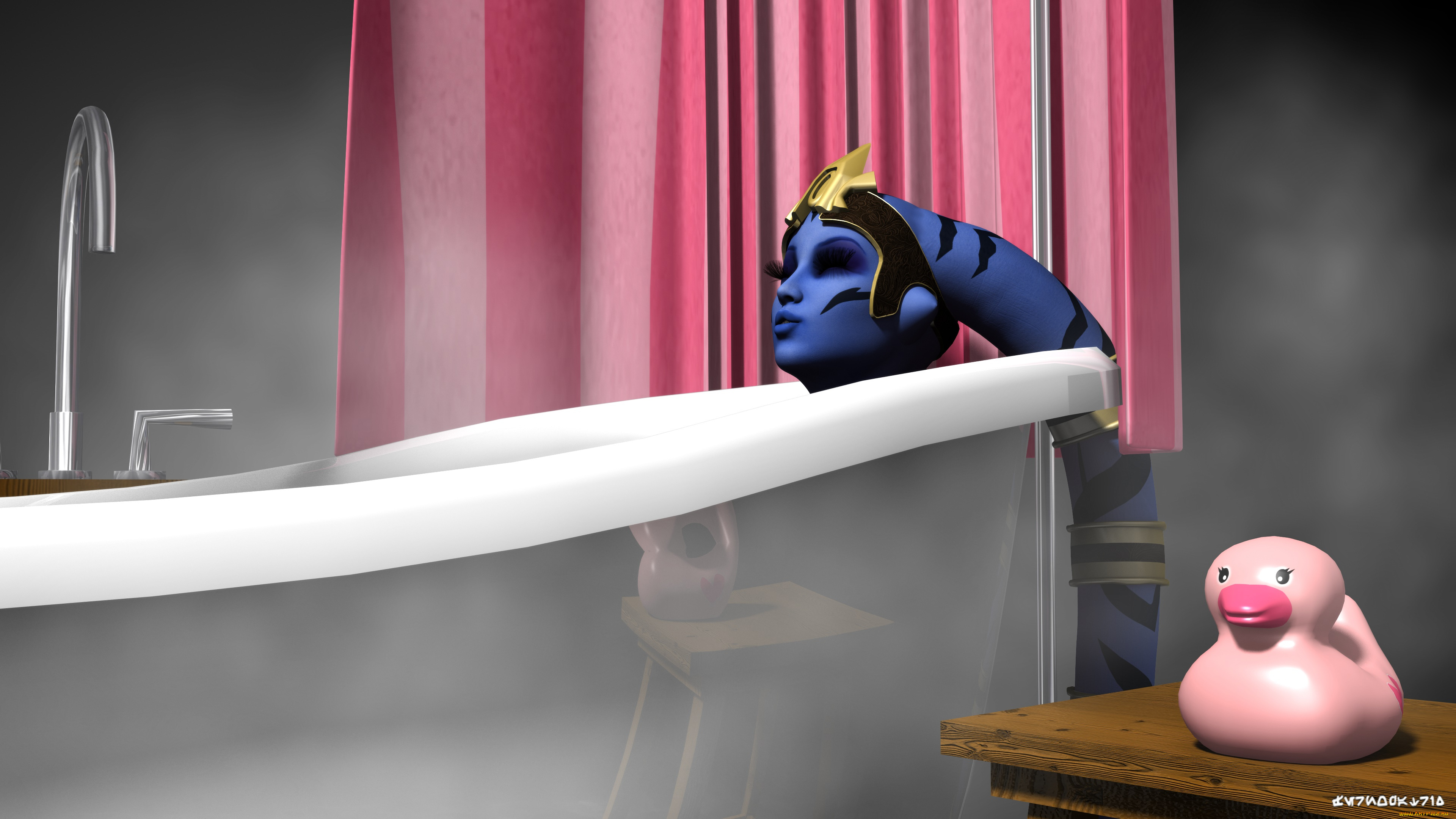 3д, графика, существа, , creatures, взгляд, ванная, фон, халк