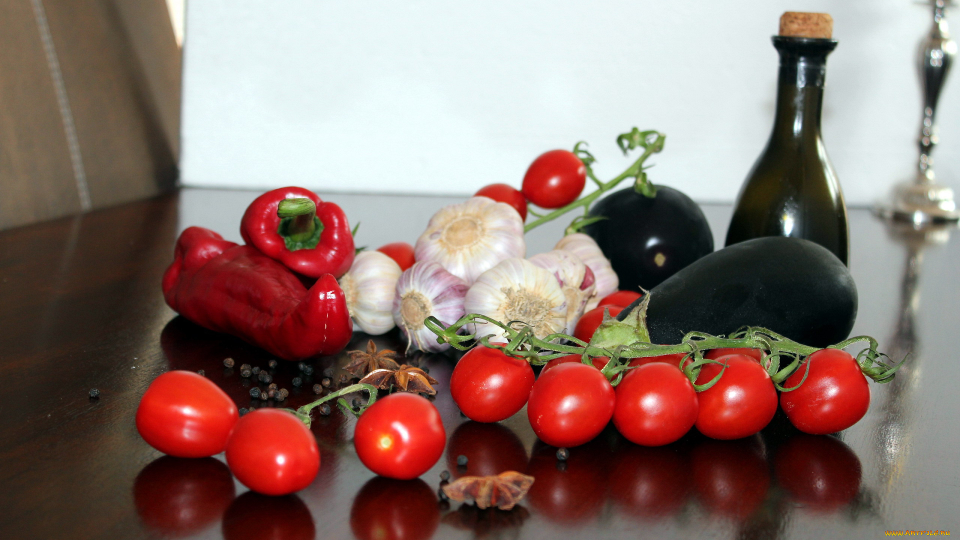 еда, овощи, чеснок, баклажаны, перец, черри, помидоры, томаты