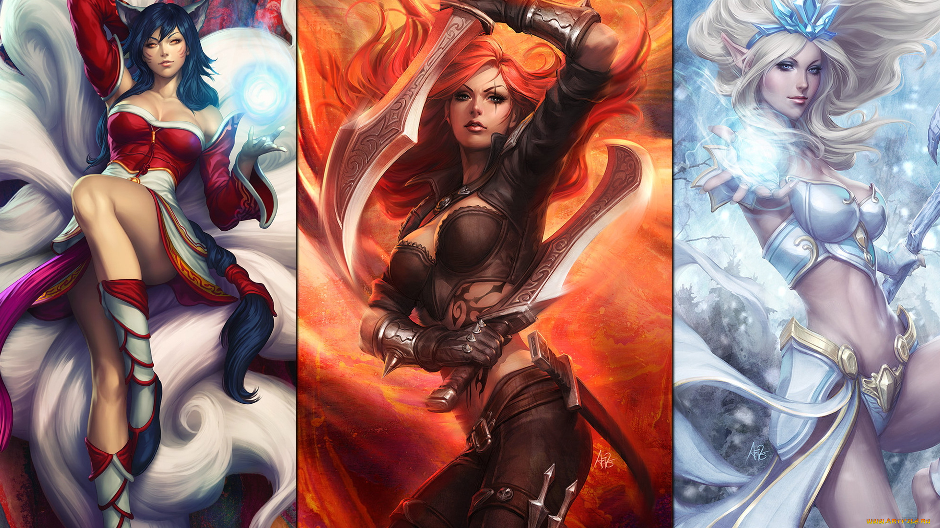 видео, игры, league, of, legends, ролевая, action, league, of, legends, ahri, katarina, ashe