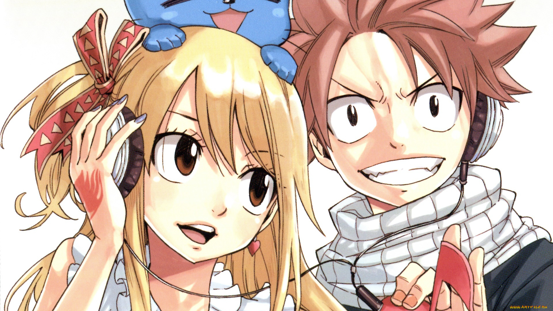 аниме, fairy, tail, нацу, люси, хеппи