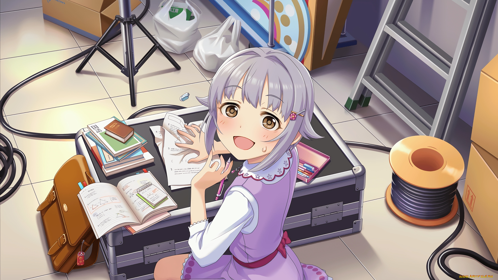 аниме, idolm@ster, девушка, взгляд, фон