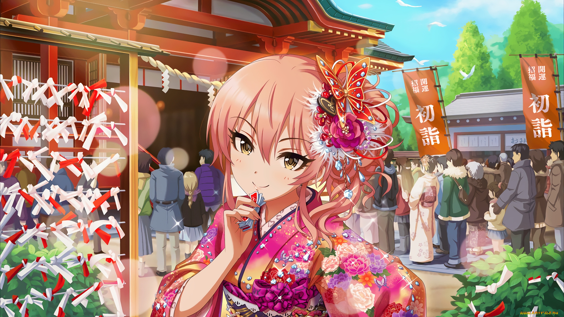 аниме, idolm@ster, девушка, взгляд, фон