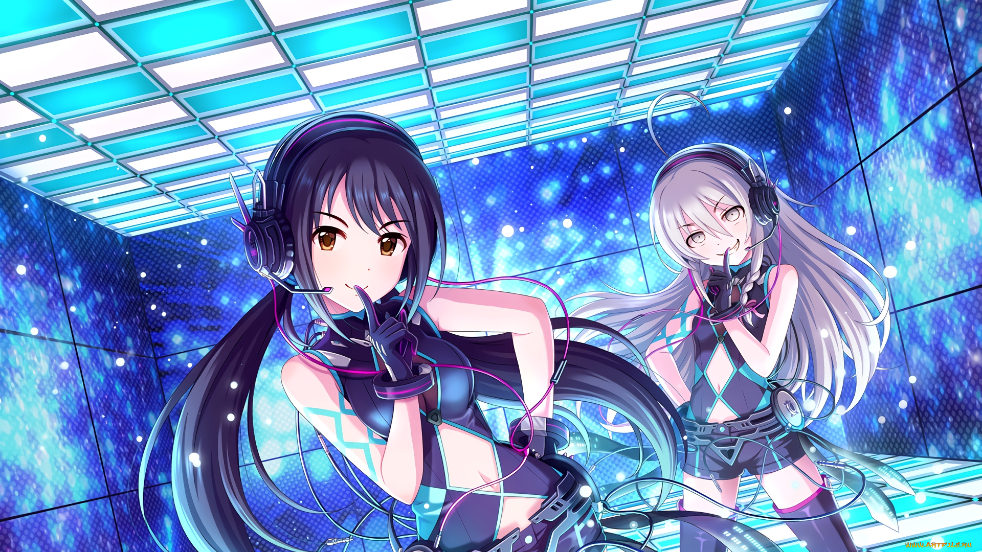 аниме, idolm@ster, девушки, взгляд, фон