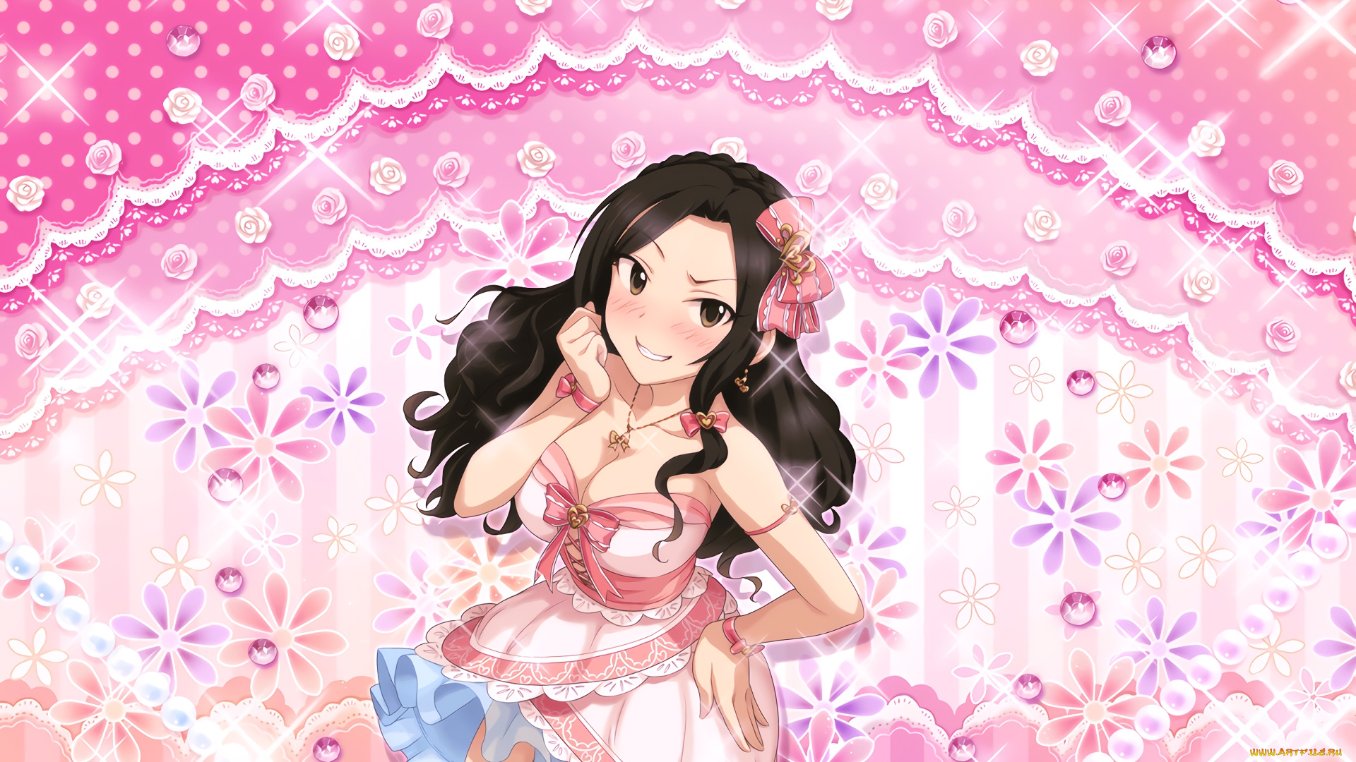 аниме, idolm@ster, фон, девушка, взгляд