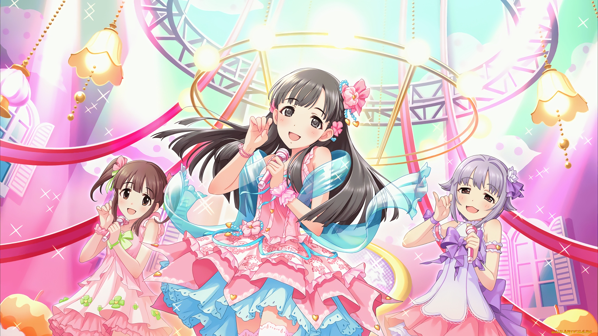 аниме, idolm@ster, фон, взгляд, девушка