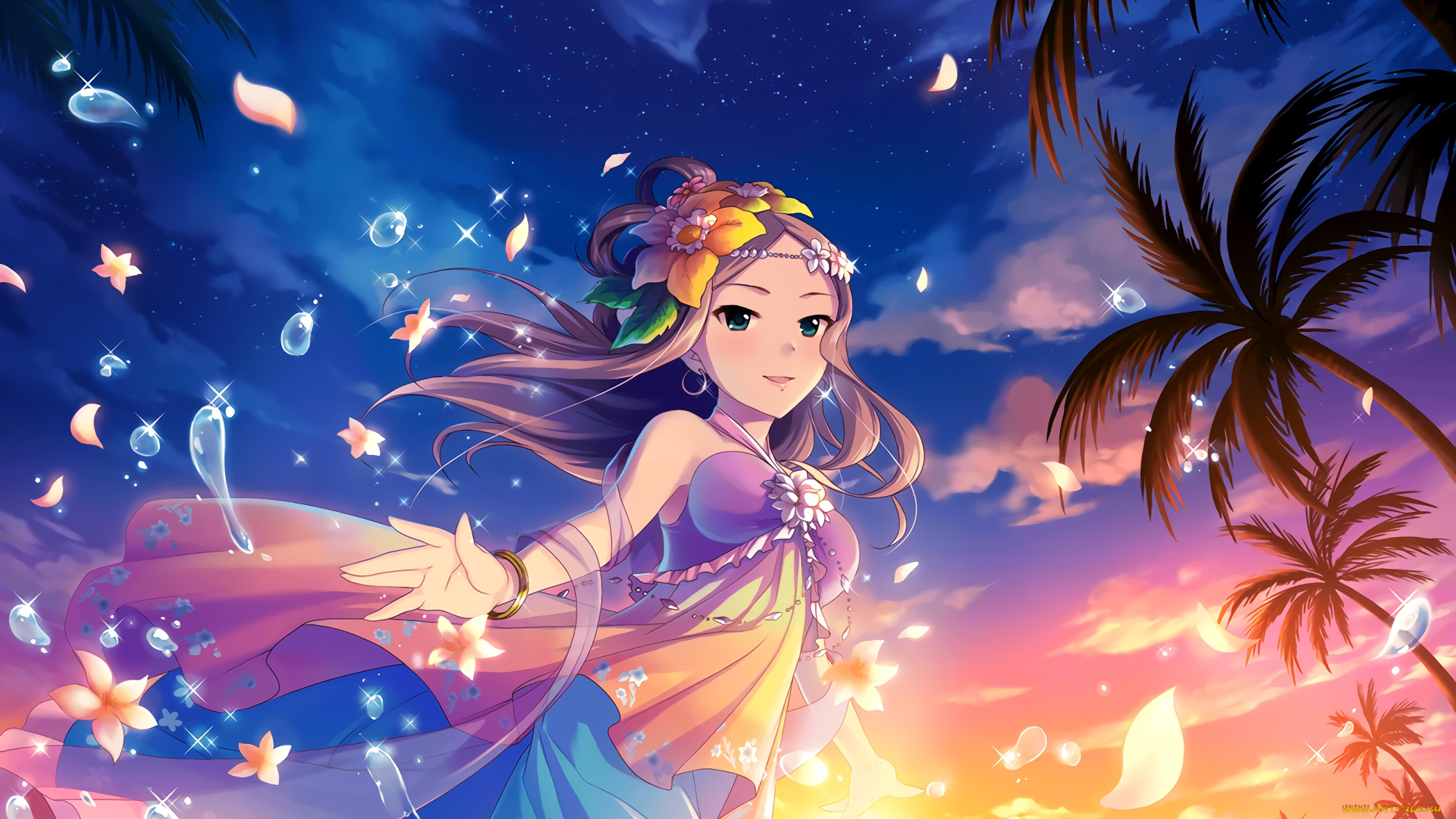 аниме, idolm@ster, взгляд, девушка, фон