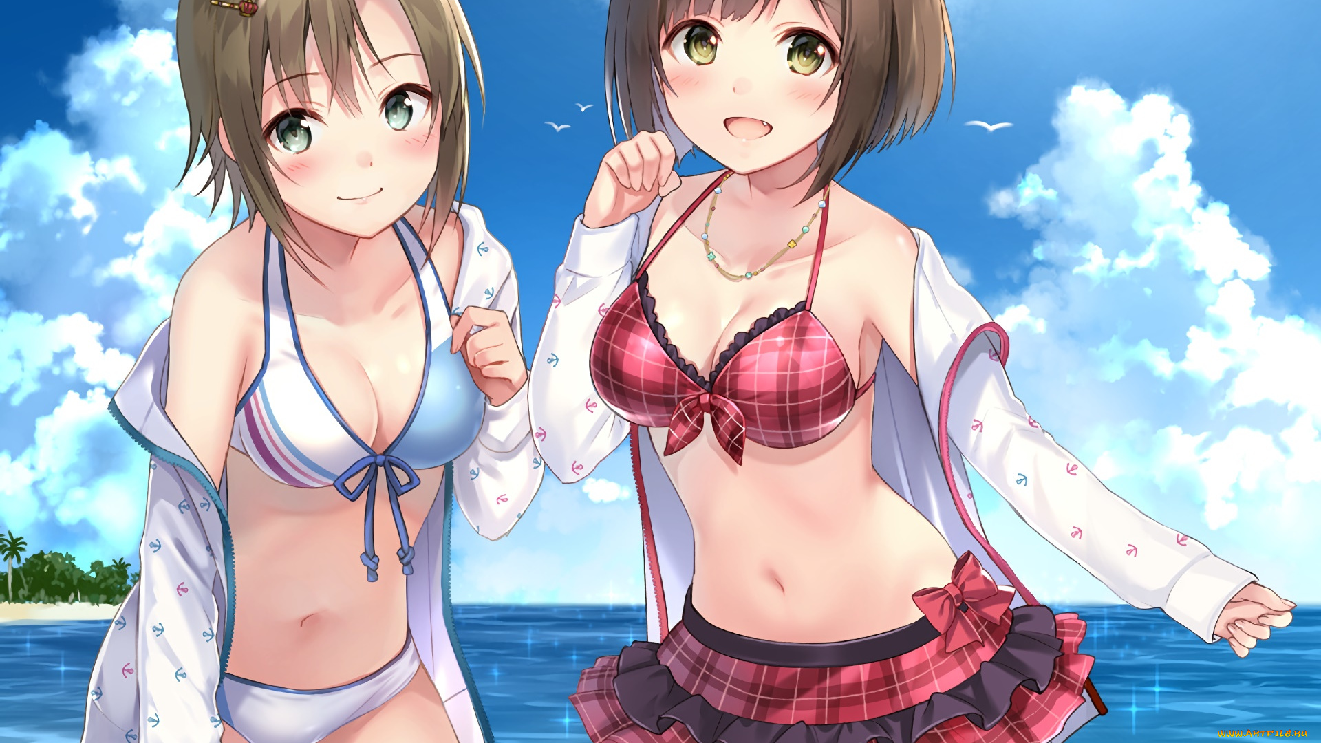 аниме, idolm@ster, взгляд, девушки, фон