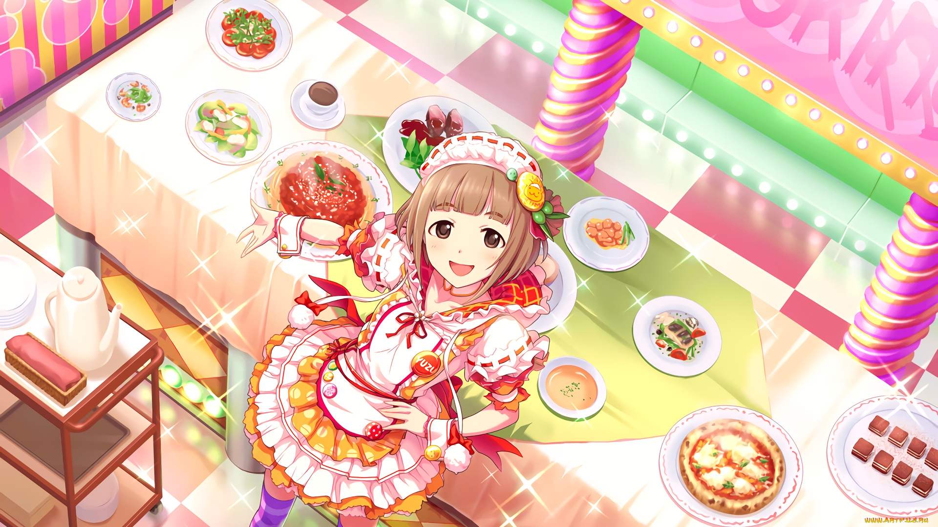 аниме, idolm@ster, взгляд, фон, девушка