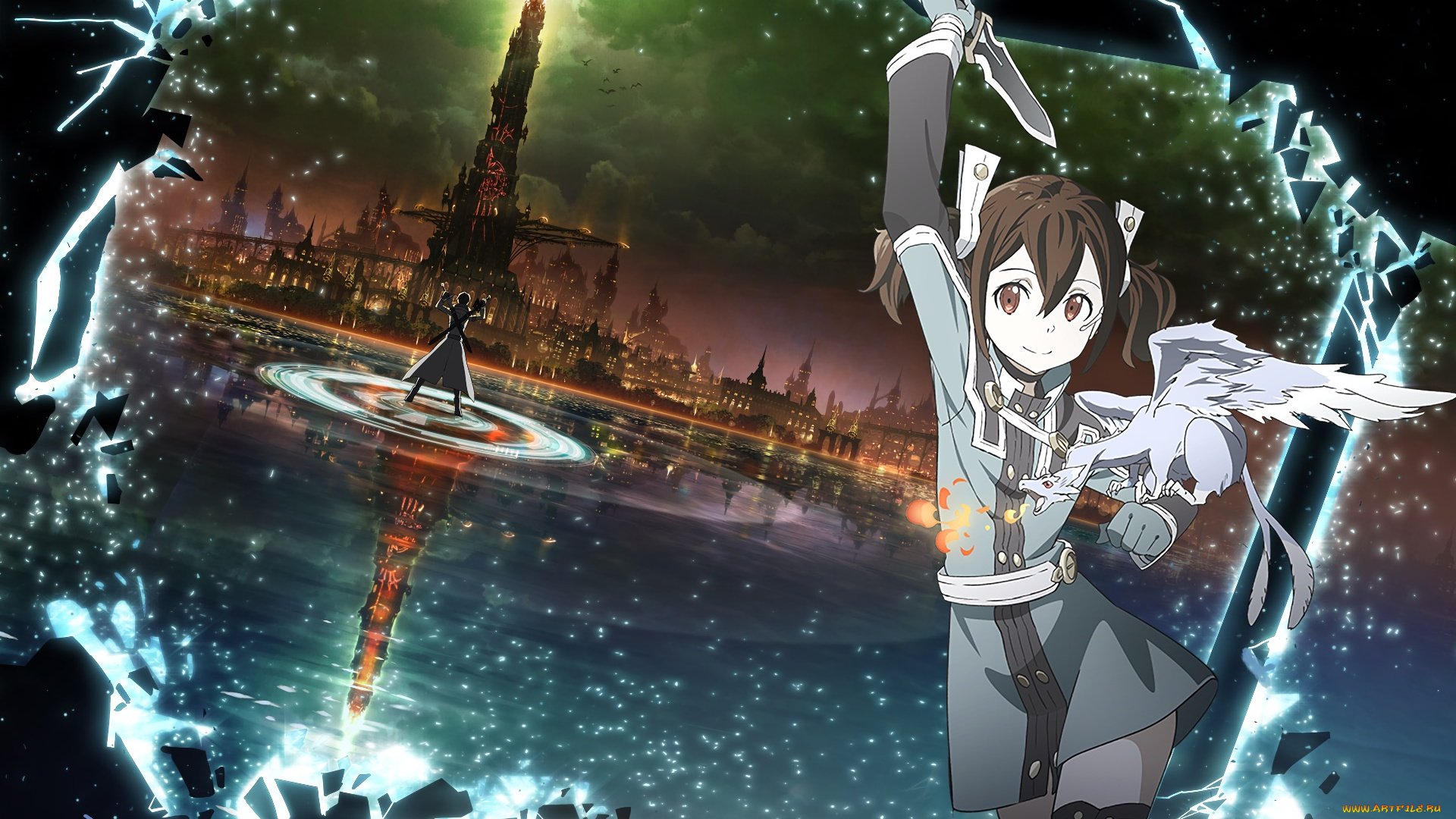 аниме, sword, art, online, девушка, фон, взгляд