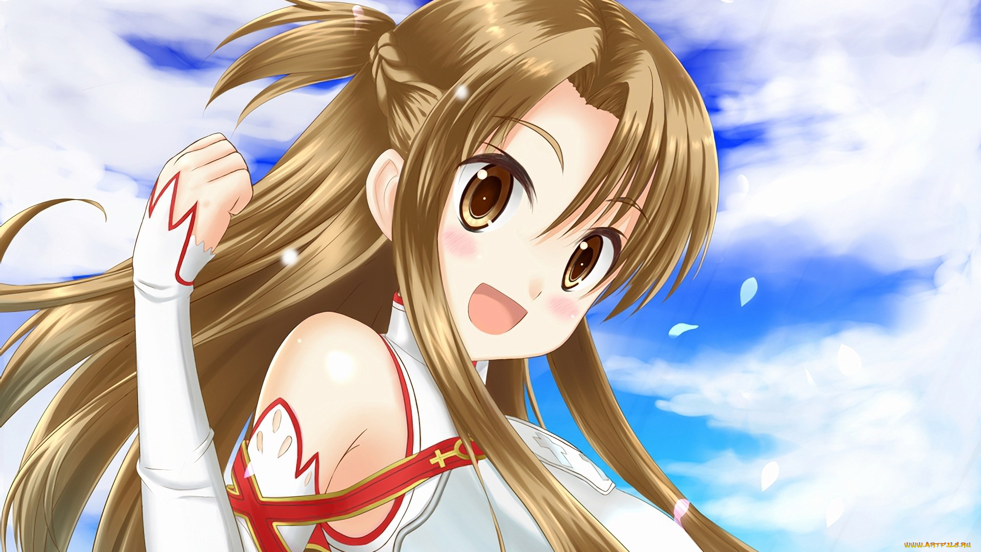 аниме, sword, art, online, девушка, взгляд, фон