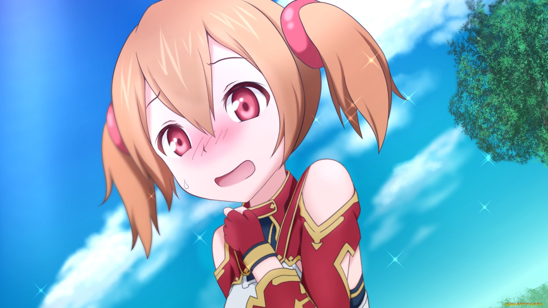 аниме, sword, art, online, девушка, взгляд, фон