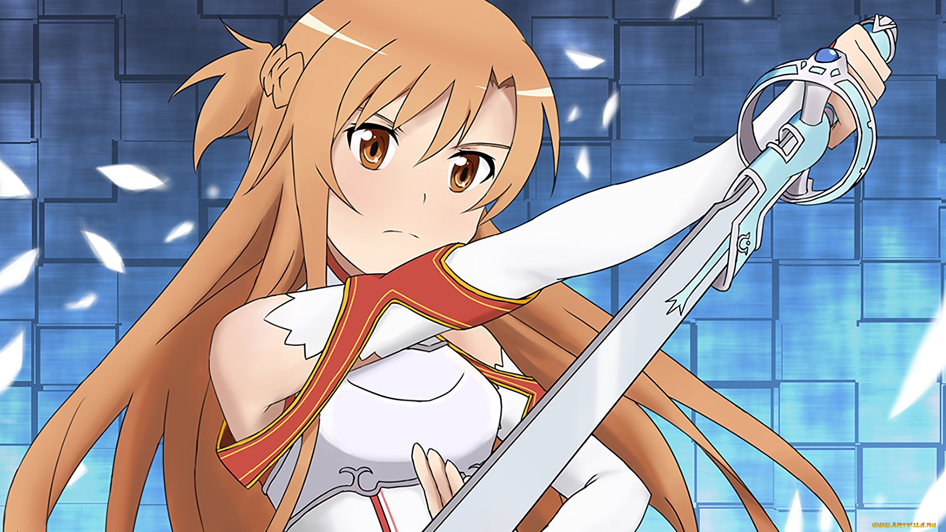 аниме, sword, art, online, девушка, взгляд, фон