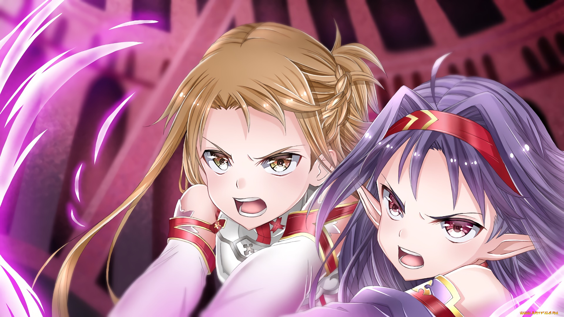 аниме, sword, art, online, девушки, взгляд, фон