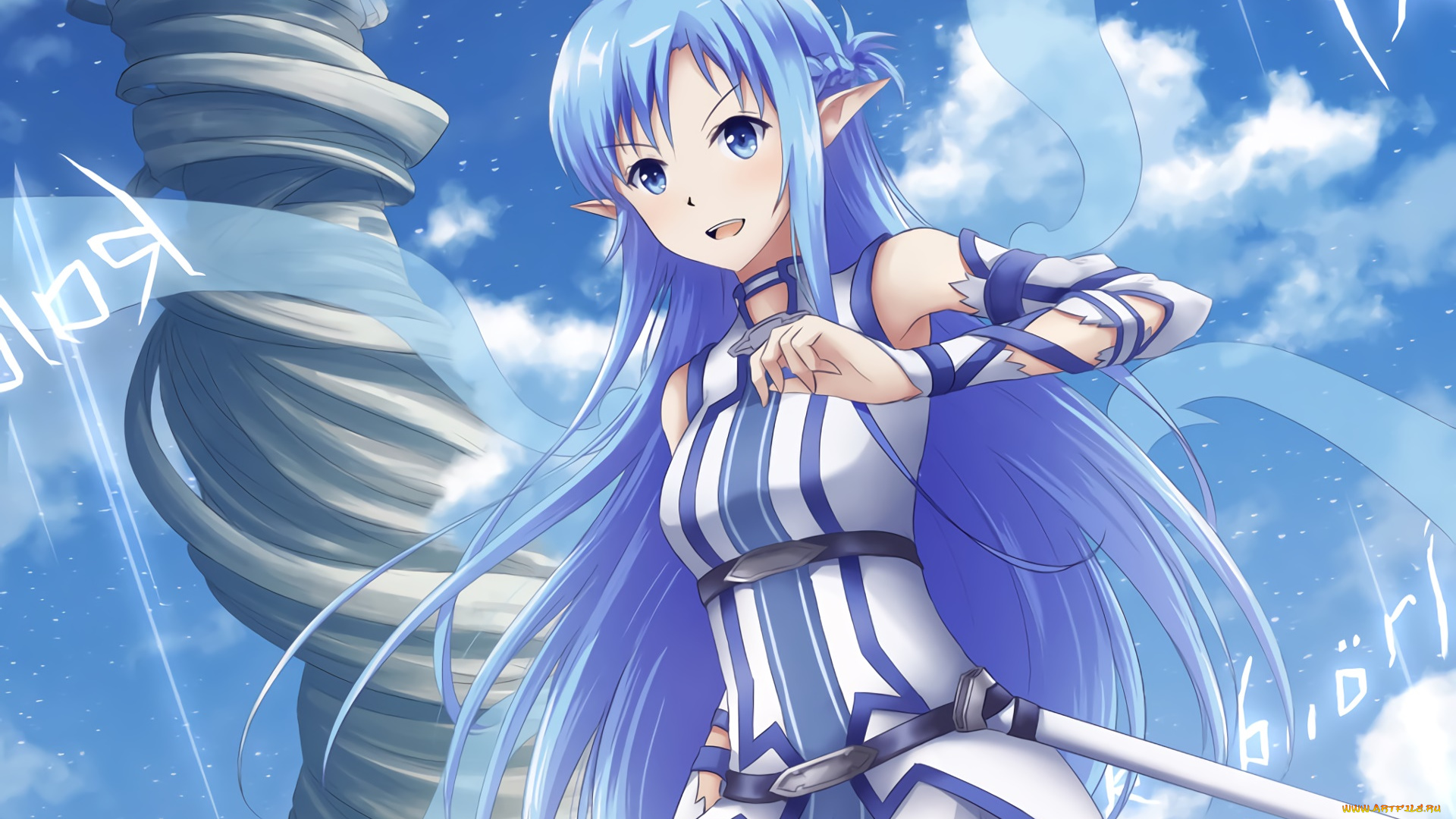 аниме, sword, art, online, фон, девушка, взгляд