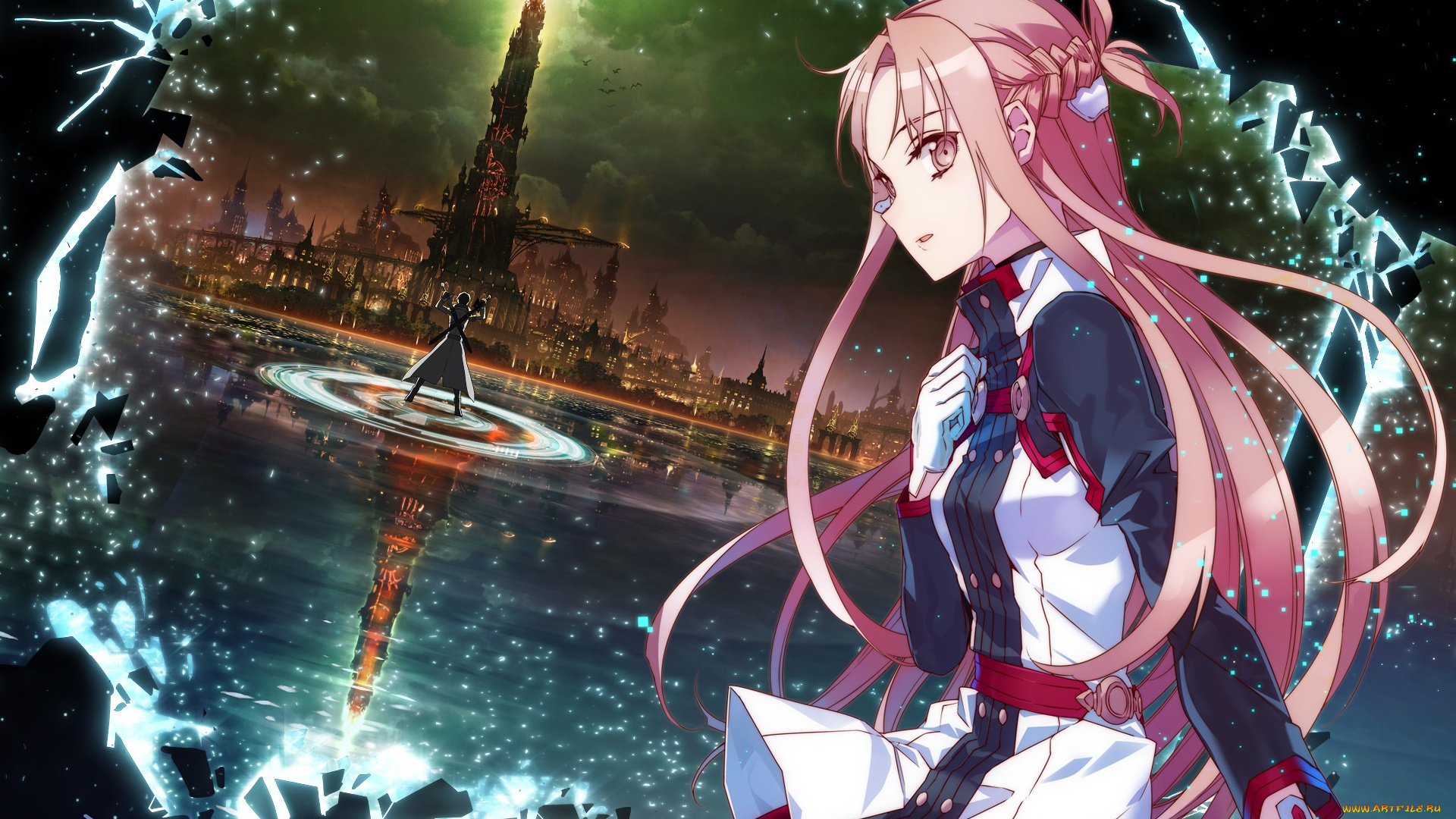 аниме, sword, art, online, фон, взгляд, девушка