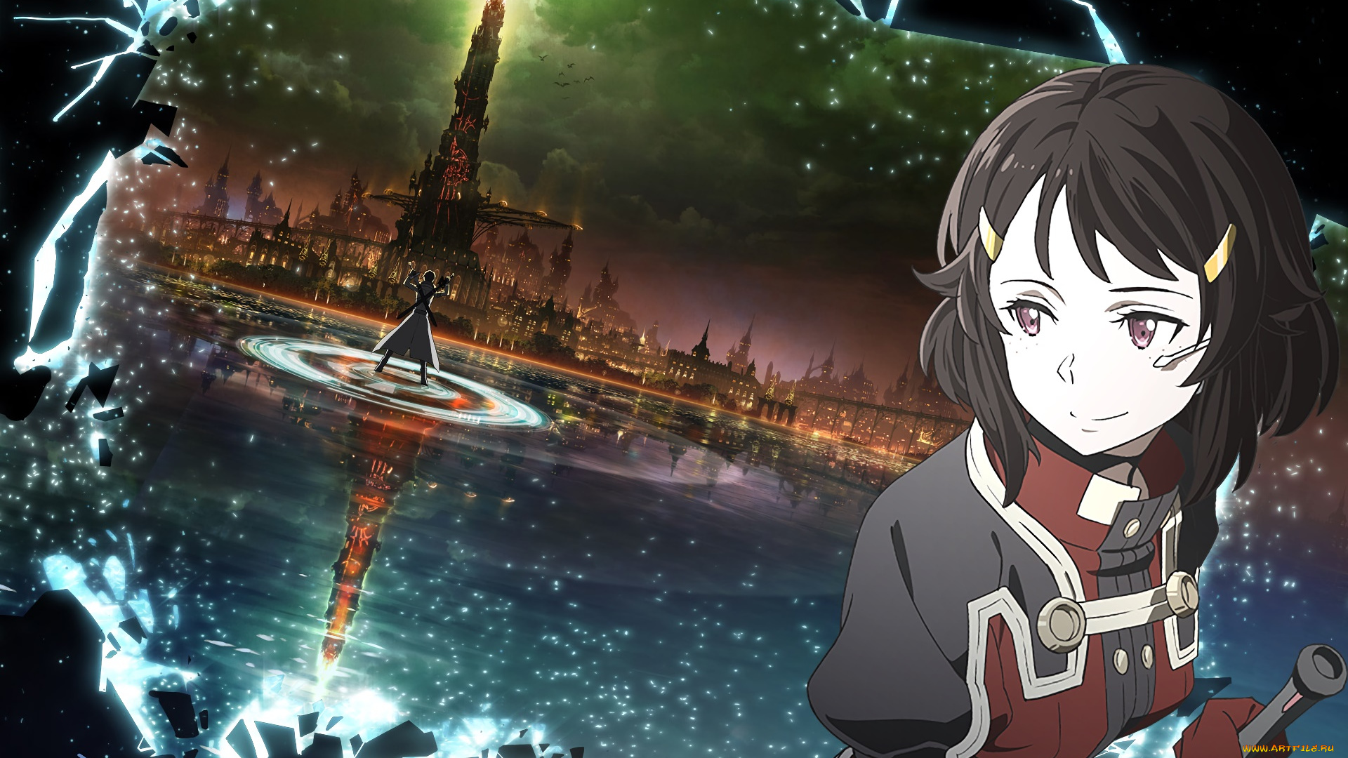 аниме, sword, art, online, фон, взгляд, девушка