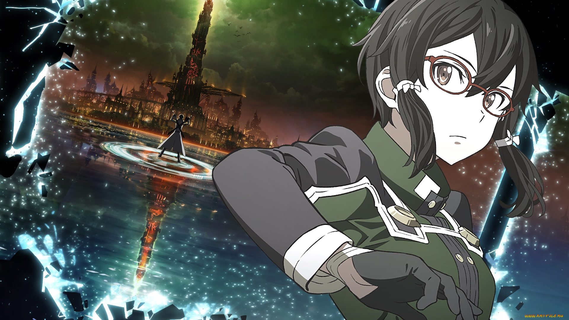 аниме, sword, art, online, фон, взгляд, девушка