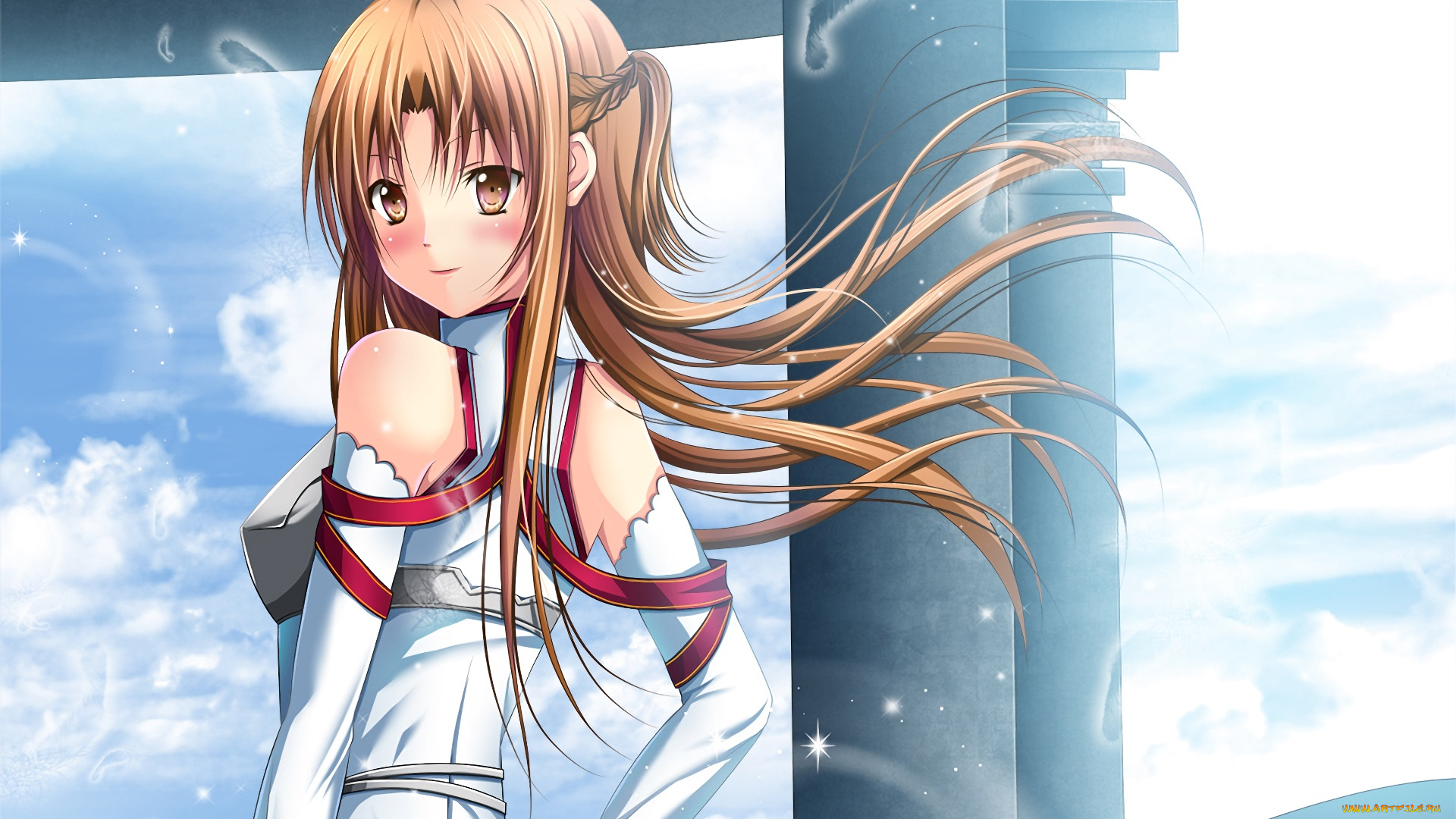 аниме, sword, art, online, взгляд, девушка, фон