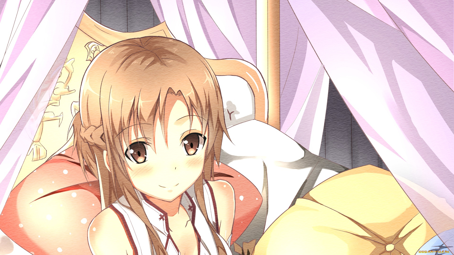 аниме, sword, art, online, взгляд, девушка, фон