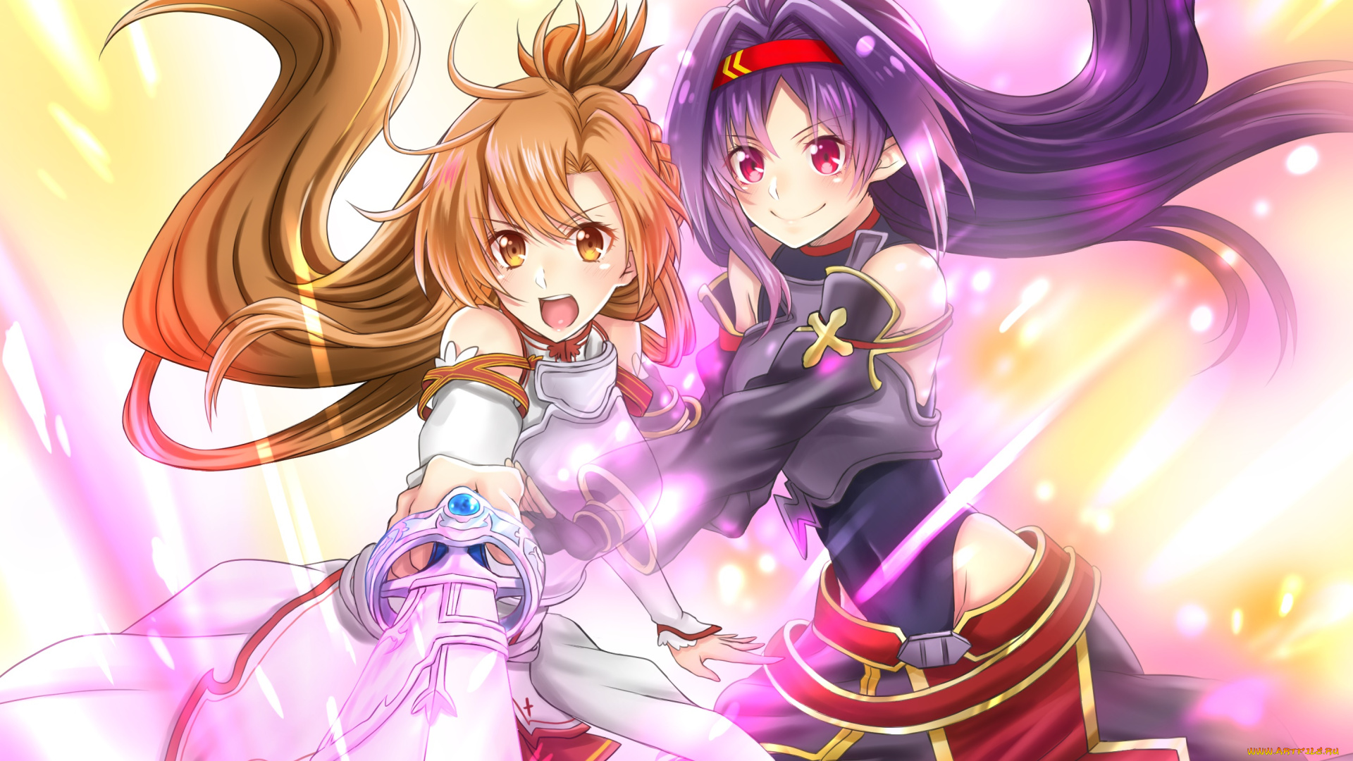 аниме, sword, art, online, взгляд, фон, девушка