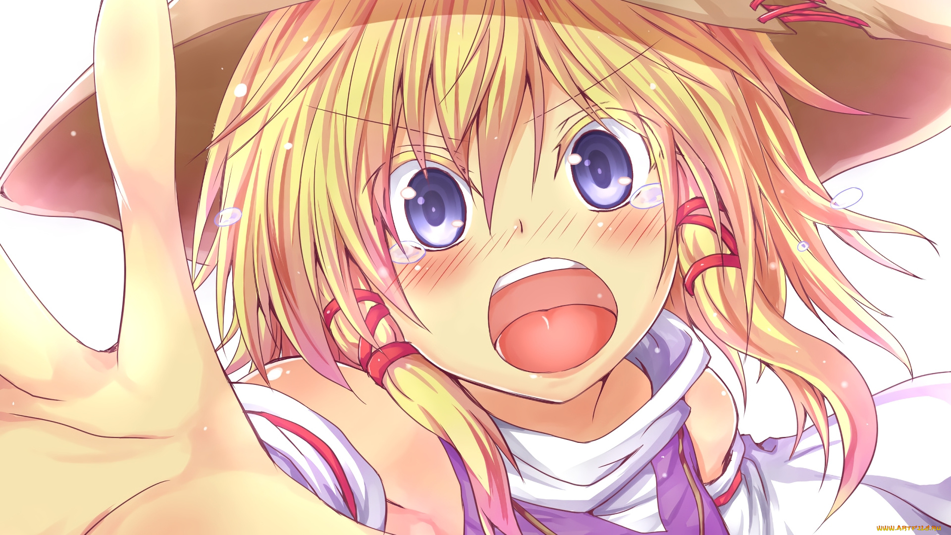 аниме, touhou, девушка, взгляд, фон