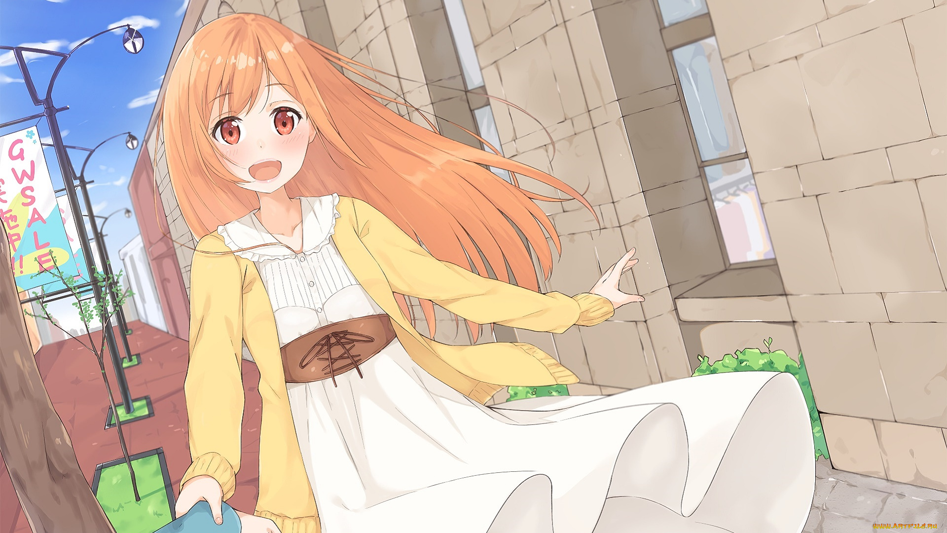 аниме, unknown, , другое, девушка, взгляд, фон