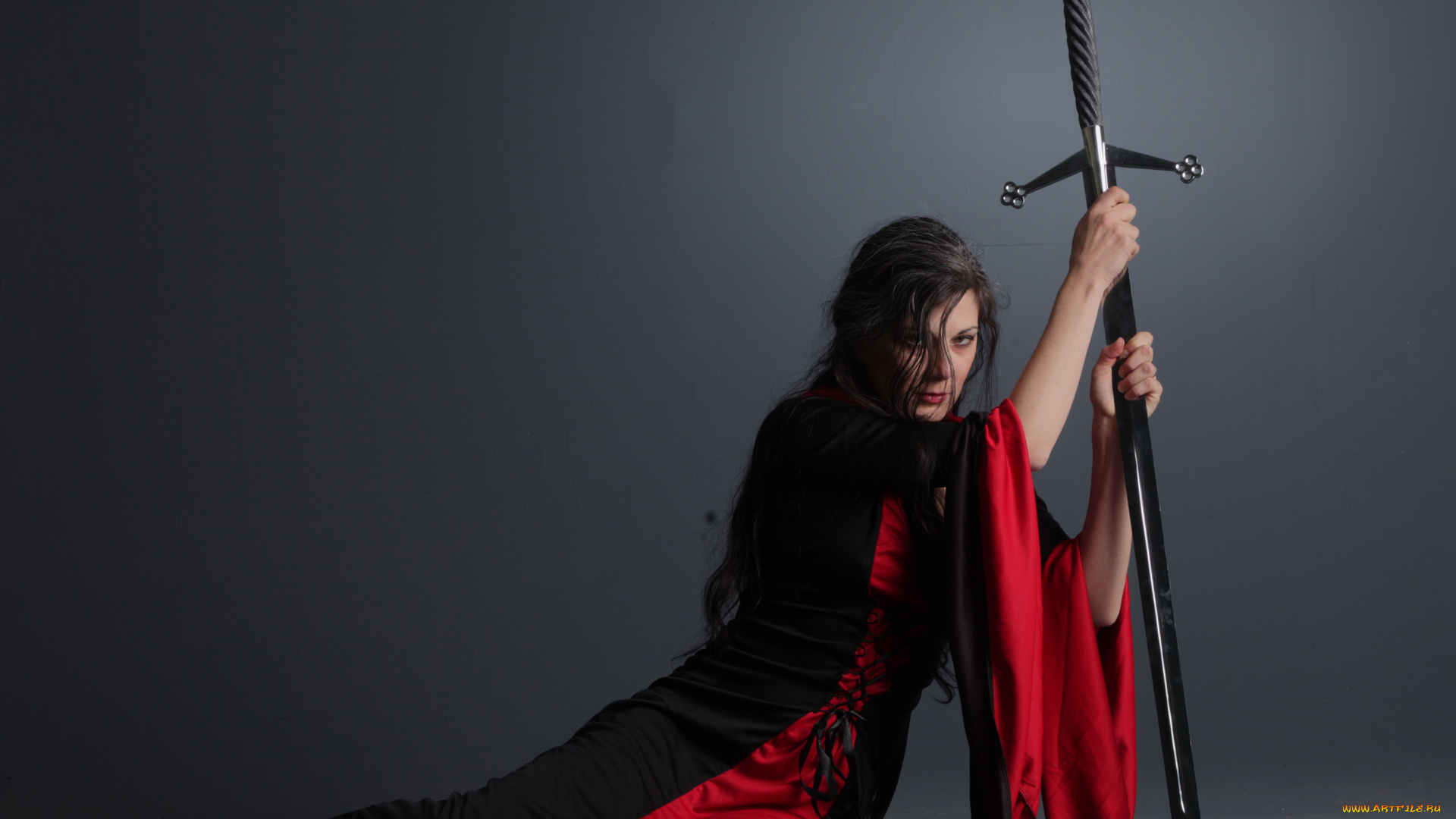 девушки, -unsort, , девушки, с, оружием, девушка, меч, фон