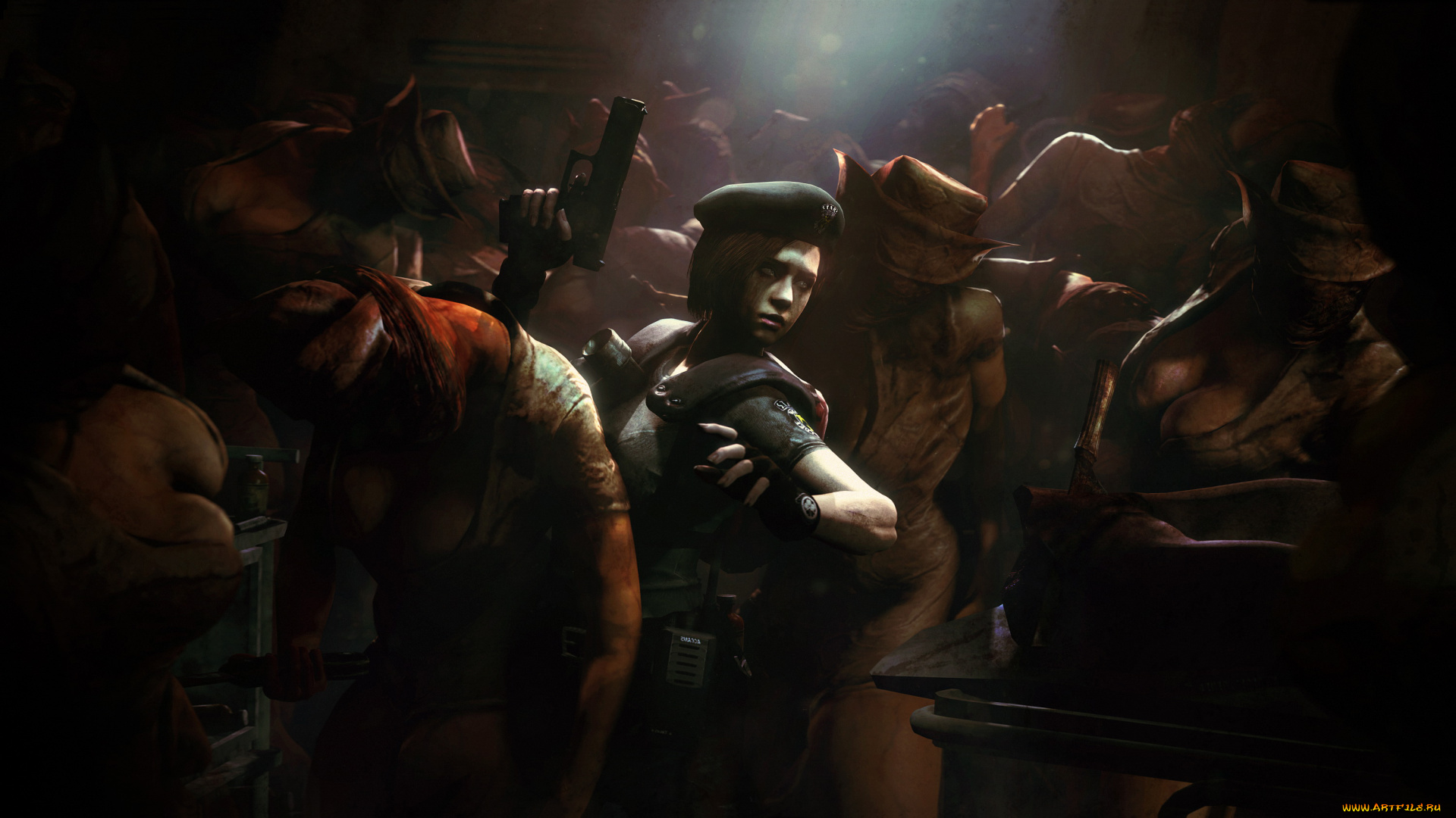 видео, игры, resident, evil, пистолет, существа, девушка, фон