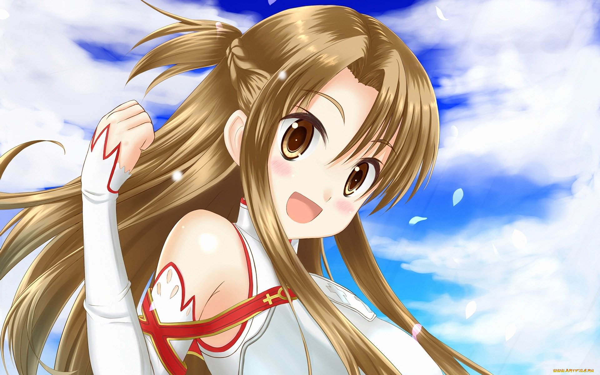 аниме, sword, art, online, девушка, взгляд, фон