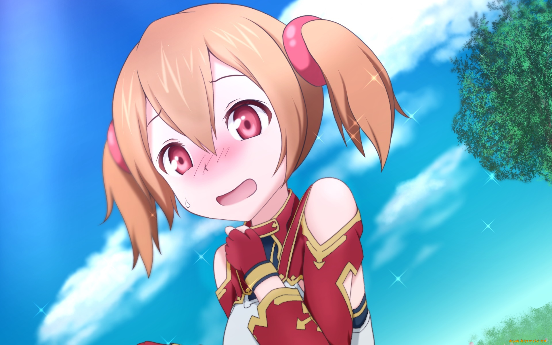 аниме, sword, art, online, девушка, взгляд, фон