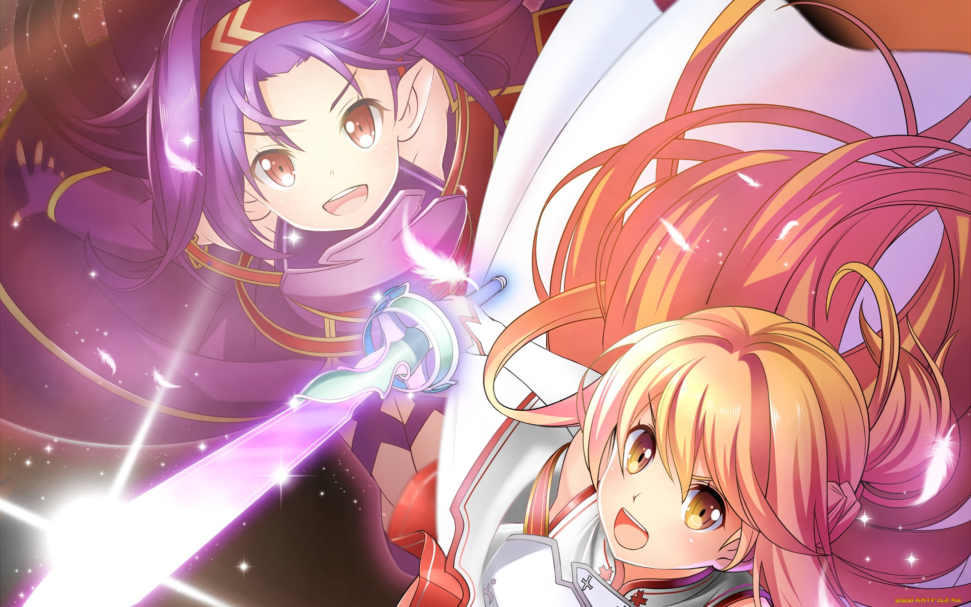 аниме, sword, art, online, фон, взгляд, девушки