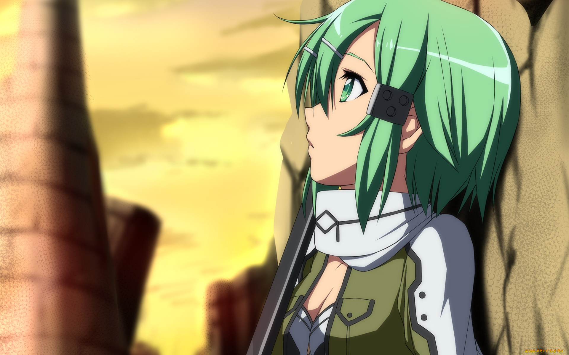 аниме, sword, art, online, фон, взгляд, девушка