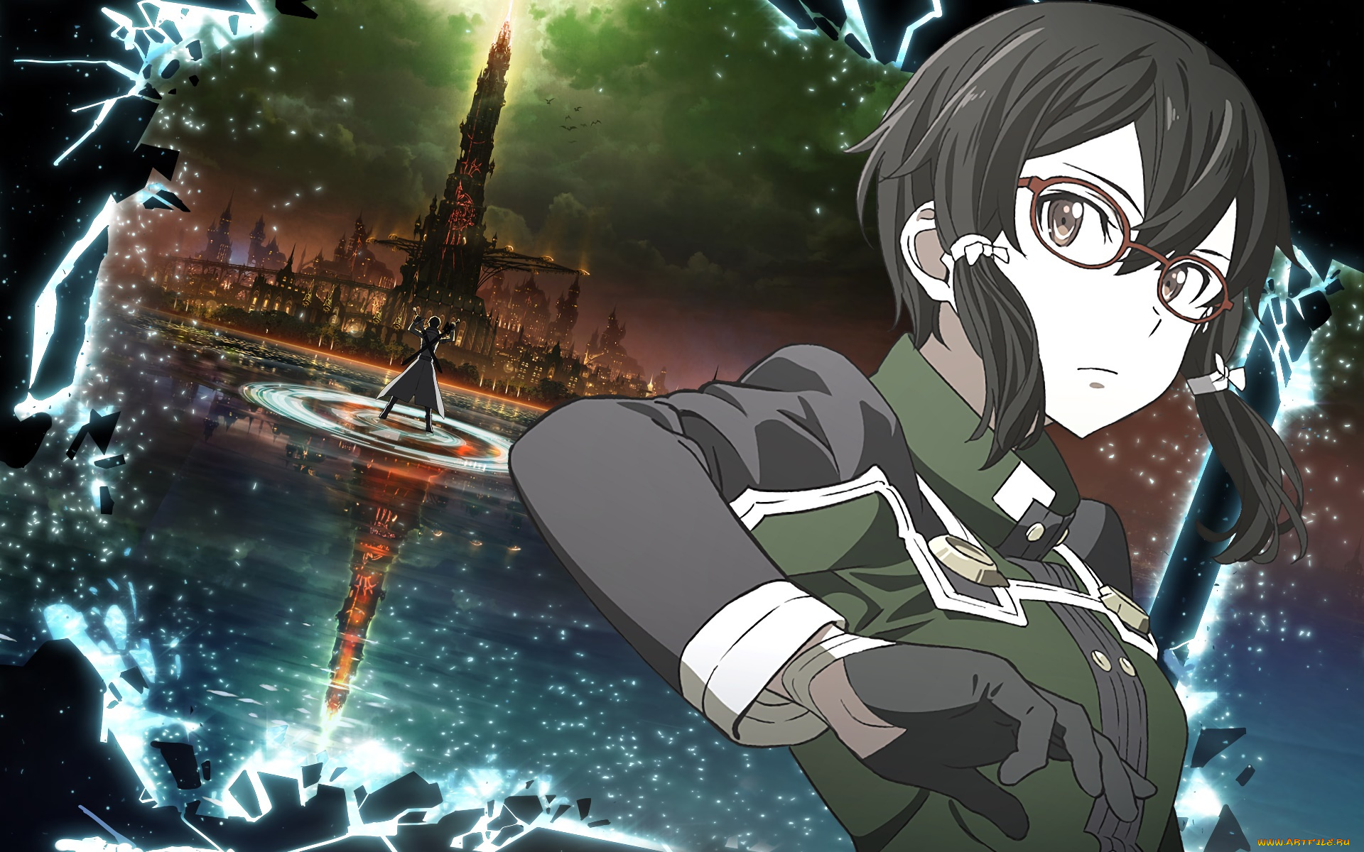 аниме, sword, art, online, фон, взгляд, девушка