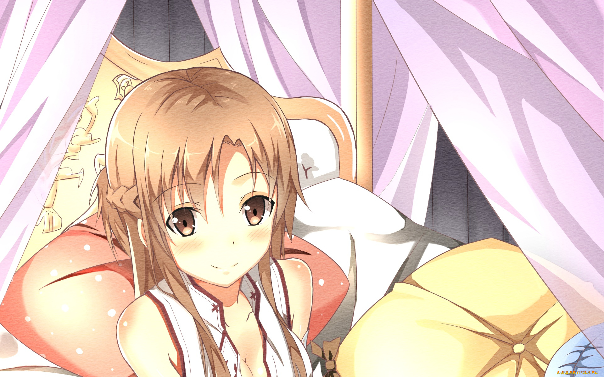 аниме, sword, art, online, взгляд, девушка, фон