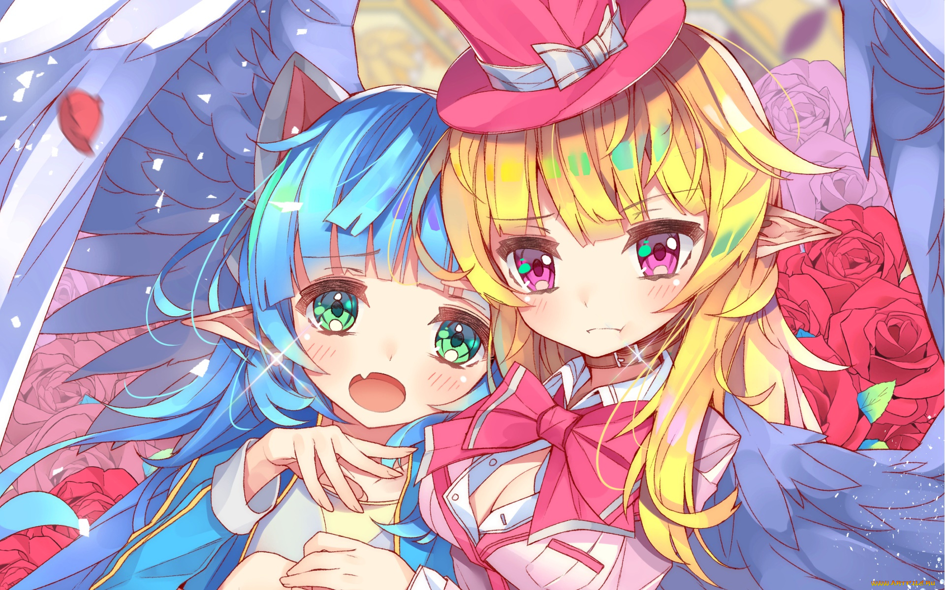 аниме, животные, , существа, девушка, взгляд, фон