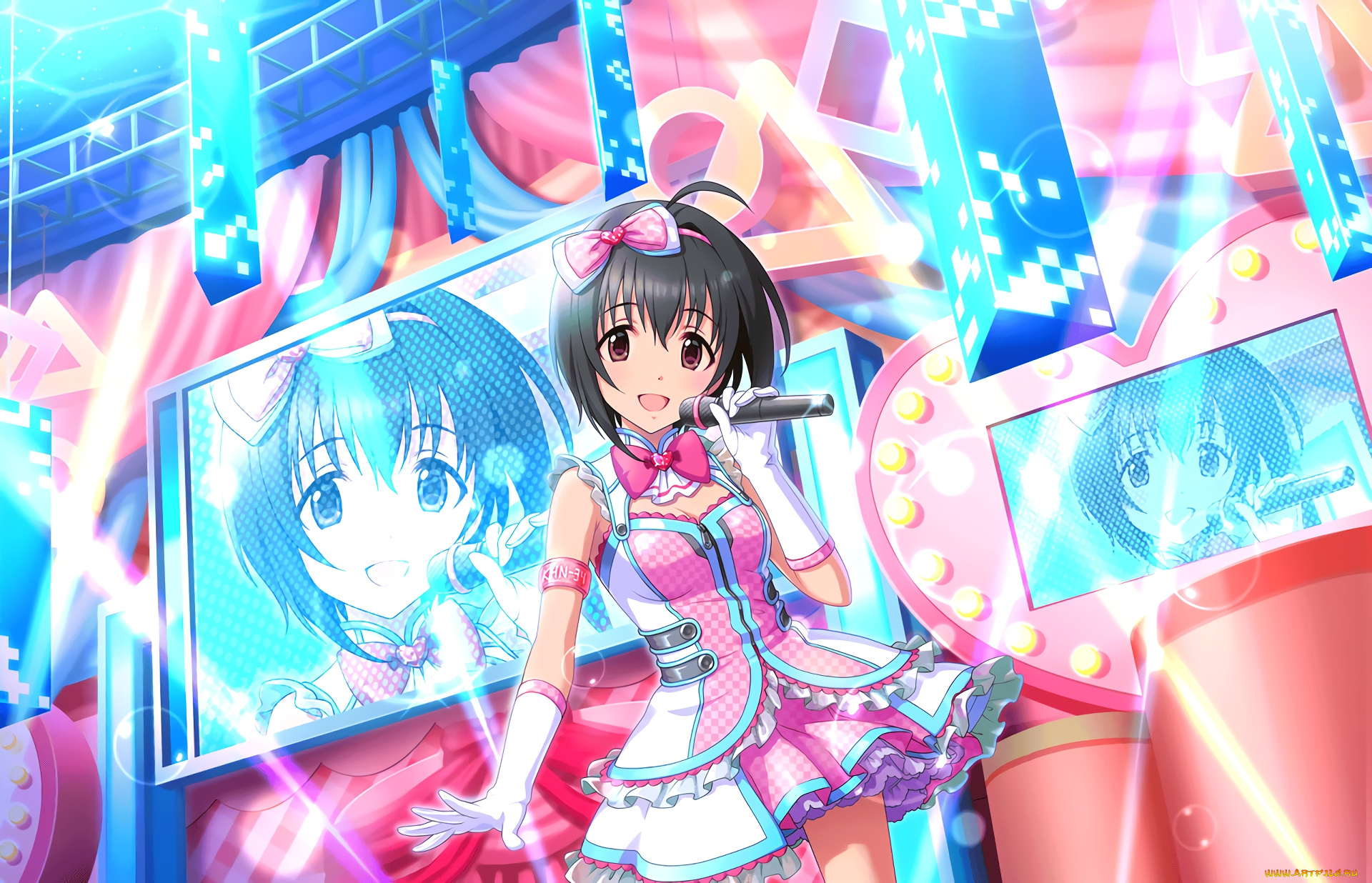 аниме, idolm@ster, фон, девушка, взгляд