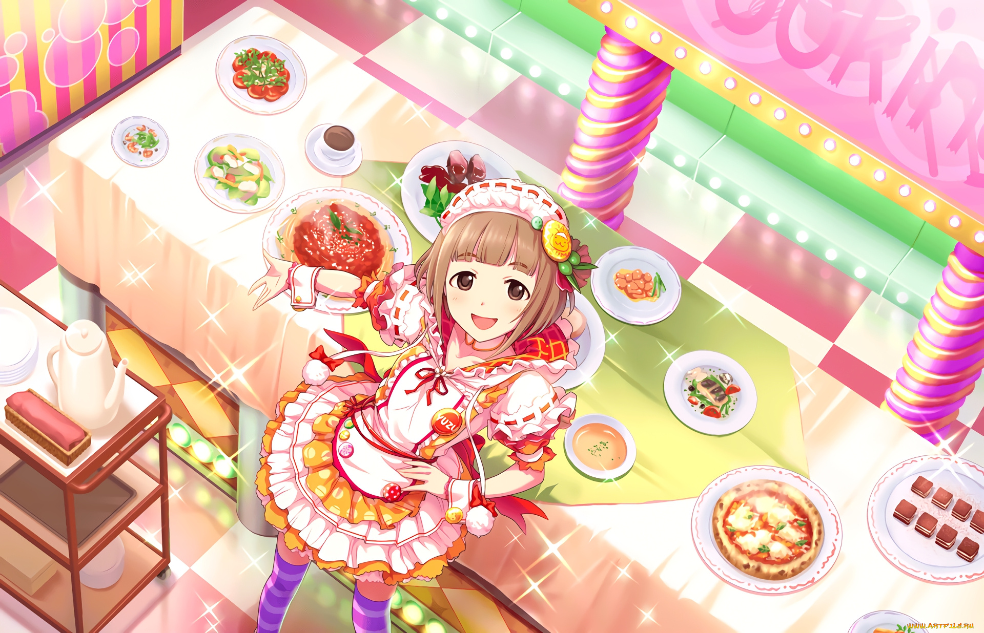 аниме, idolm@ster, взгляд, фон, девушка