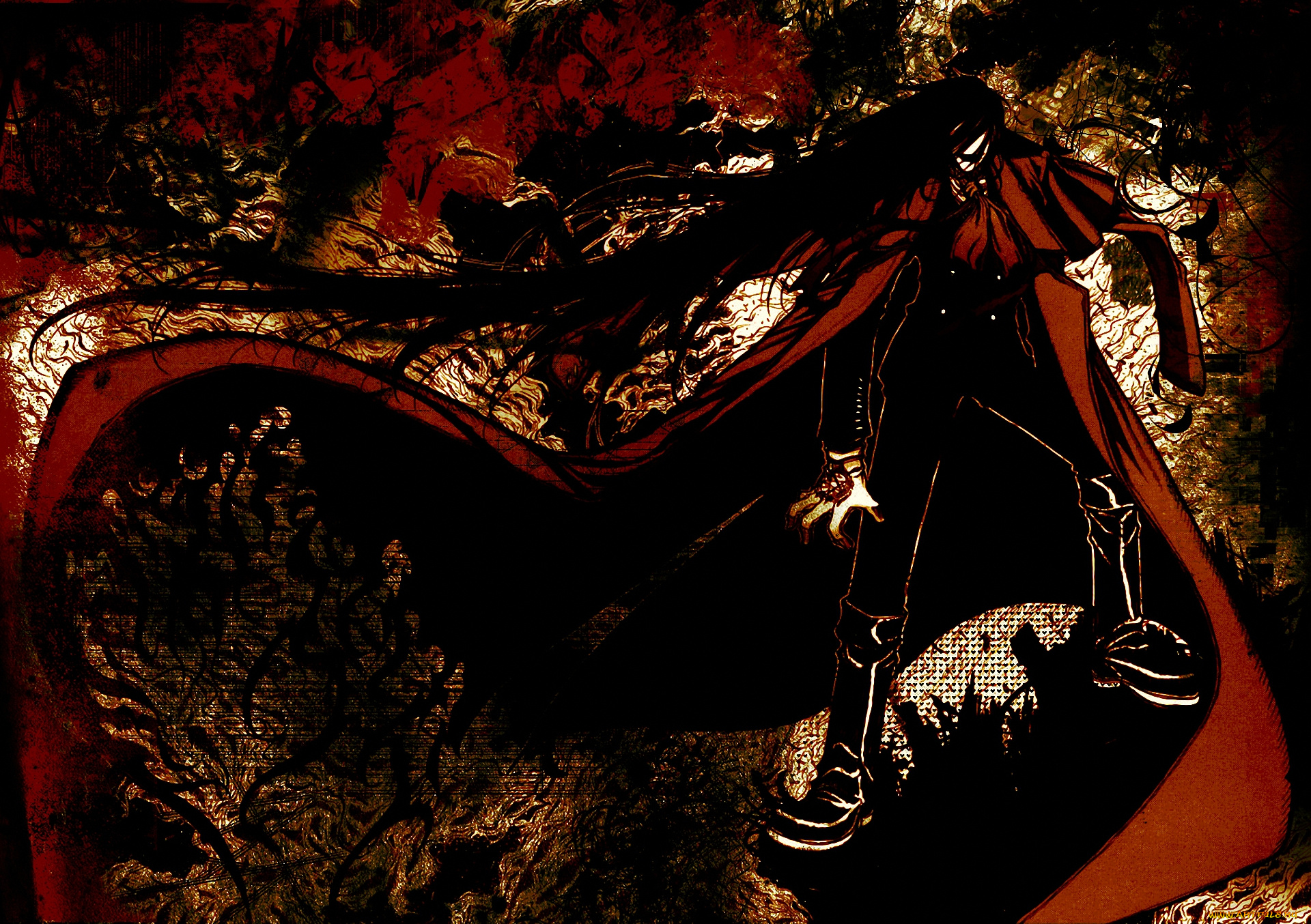 аниме, hellsing, алукард, vampire, dracula, alucard, вампир, дракула